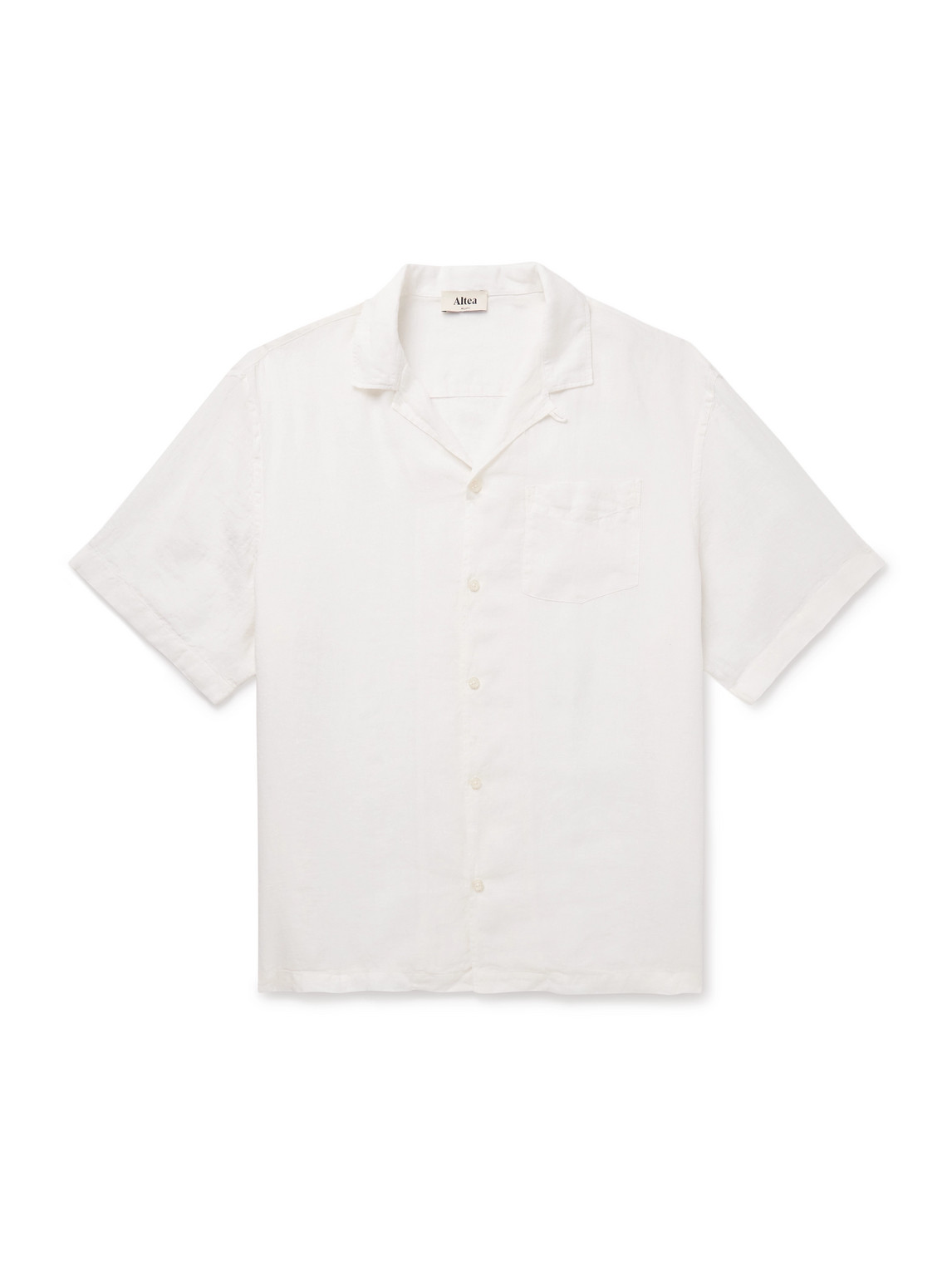 Altea Bart Slim-fit Convertible-collar Linen Shirt In White