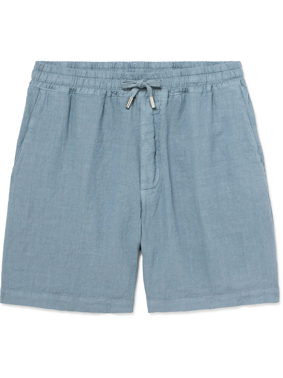 Altea Samuel Straight-leg Linen Drawstring Shorts In Blue