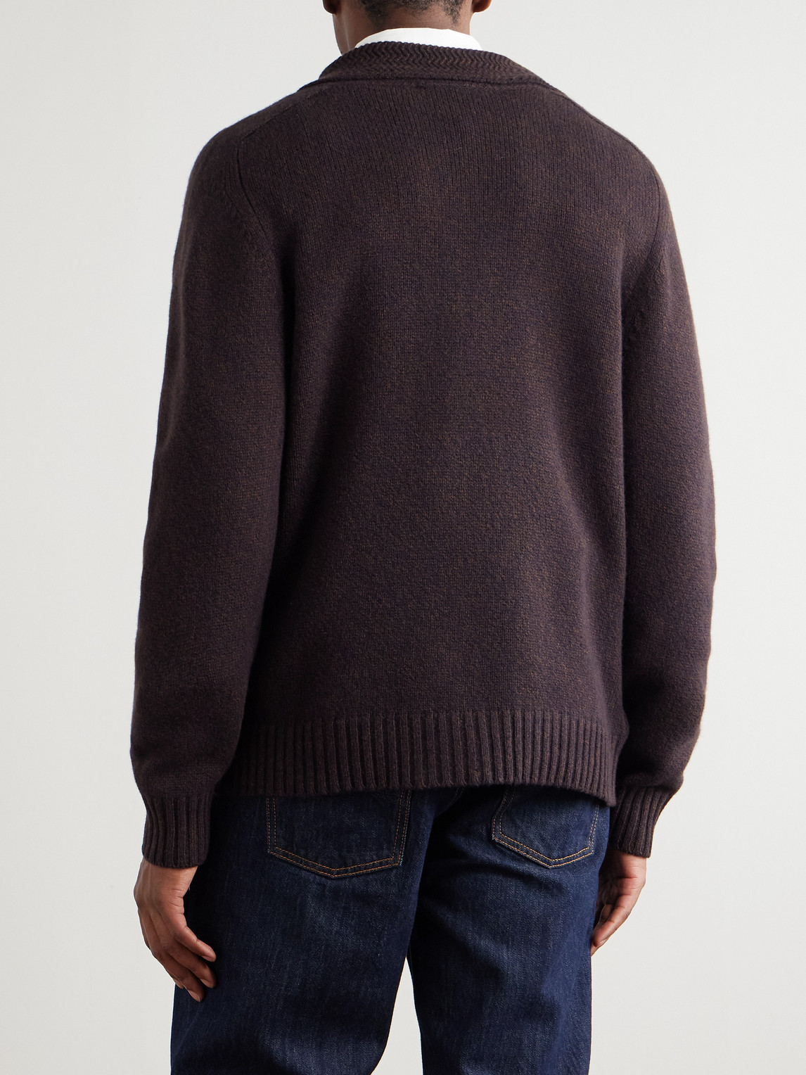 Altea Shawl-collar Wool And Cashmere-blend Cardigan In Burgundy