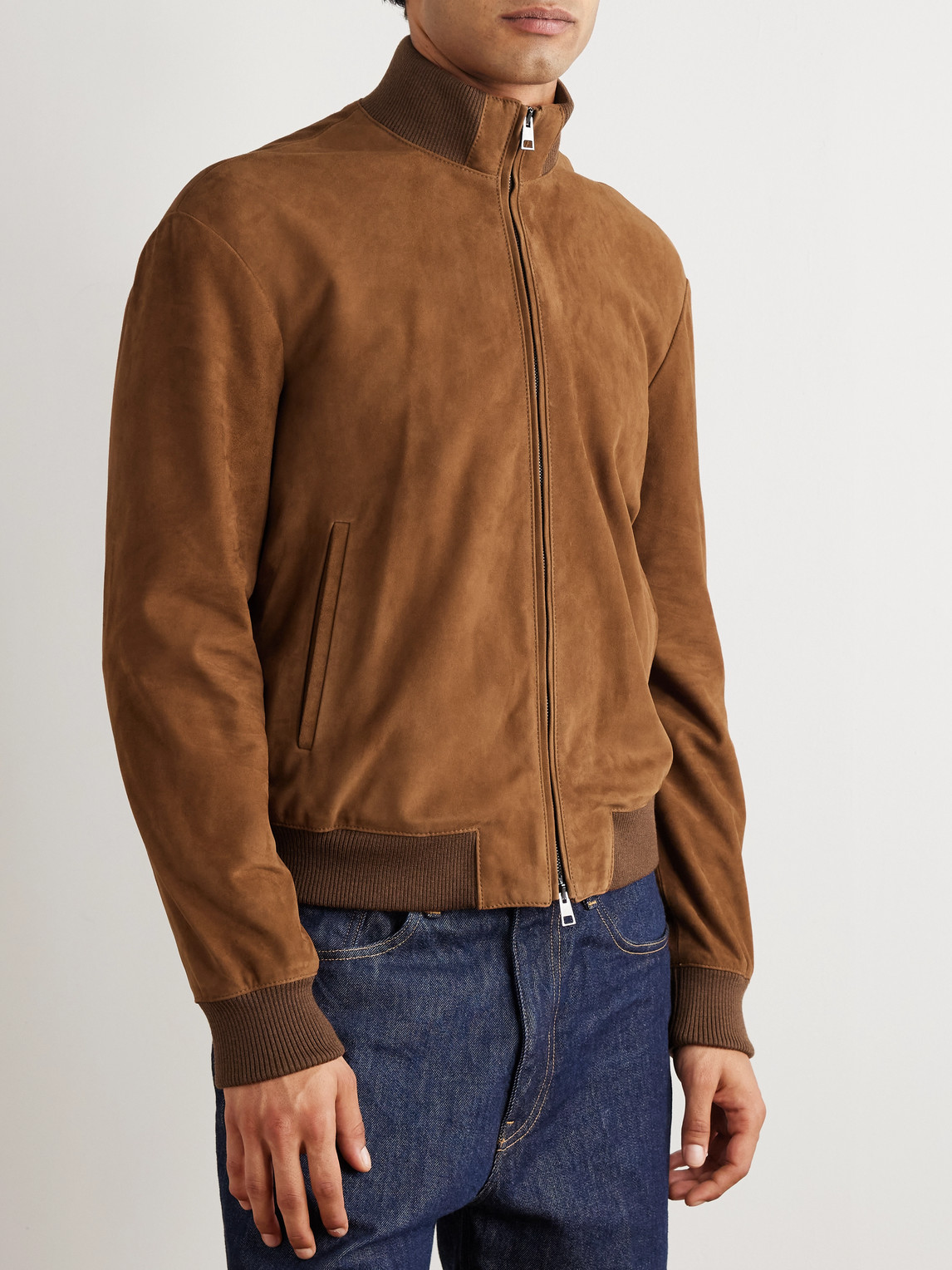 Altea Suede Bomber Jacket In Brown
