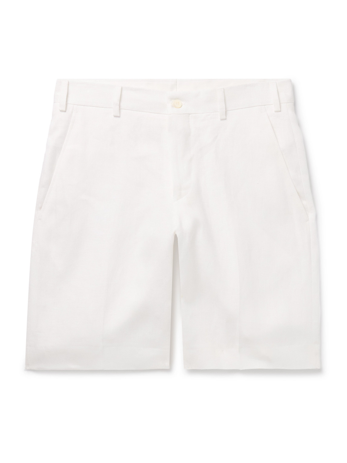 Anderson & Sheppard Straight-leg Garment-dyed Linen Shorts In White