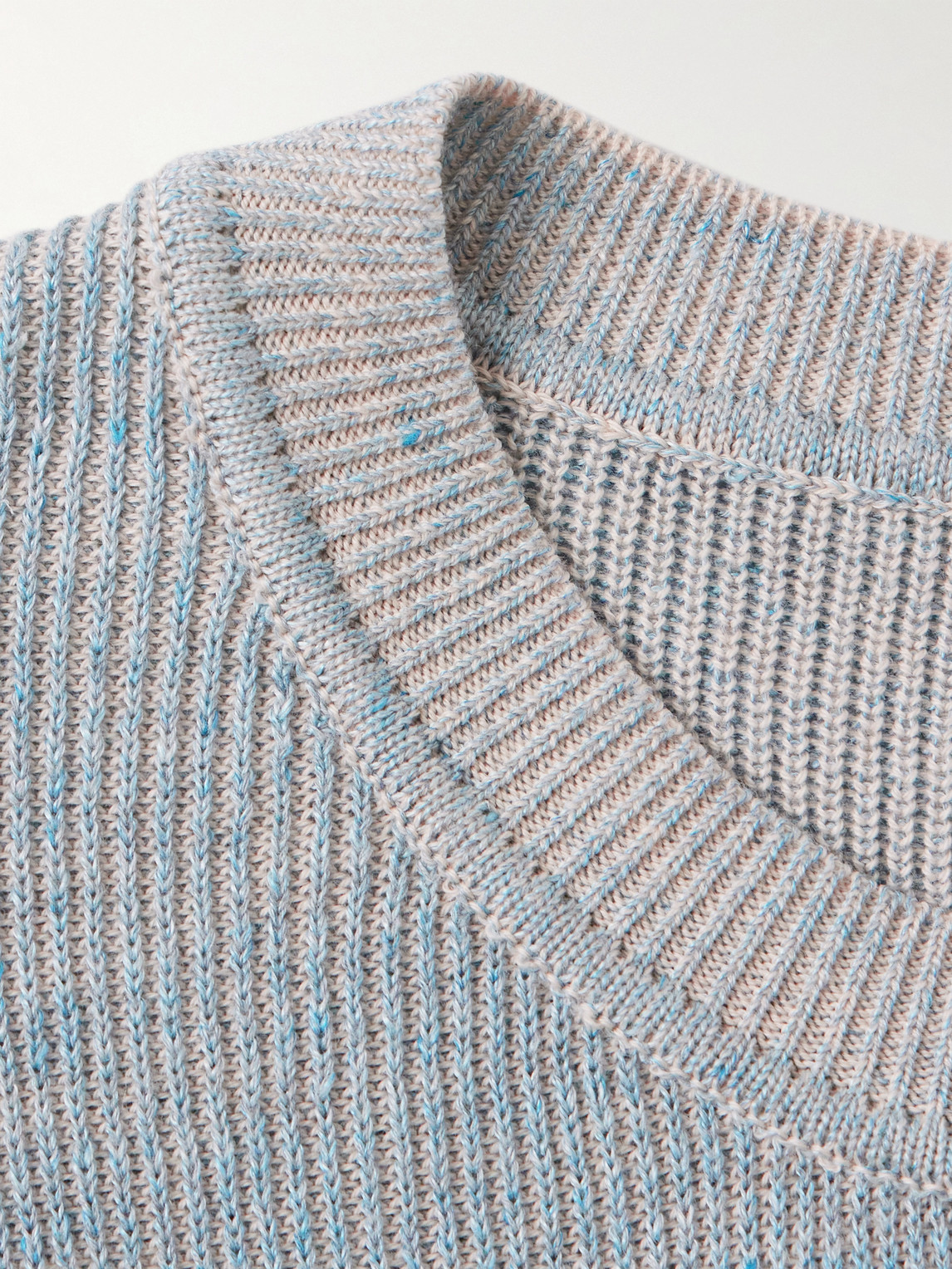 Altea Slim-fit Ribbed Linen And Cotton-blend Sweater In Blue