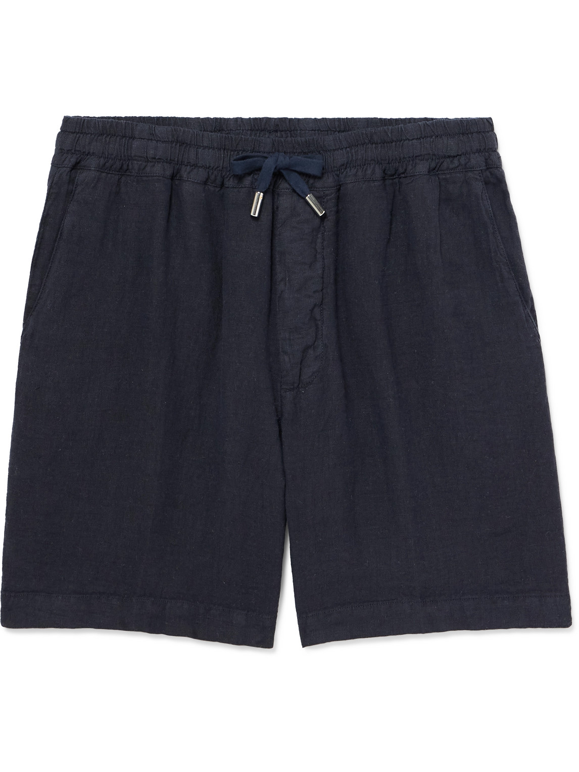Altea Samuel Straight-leg Linen Drawstring Shorts In Blue