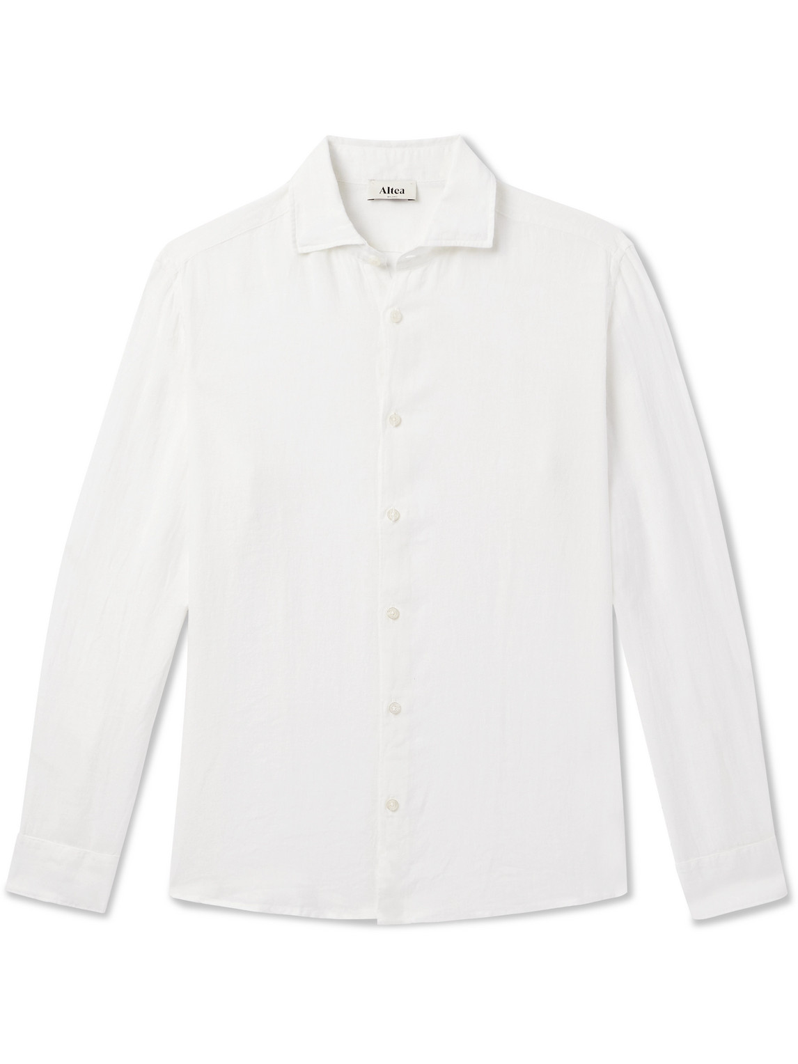 Altea Mercer Slim-fit Garment-dyed Linen Shirt In White