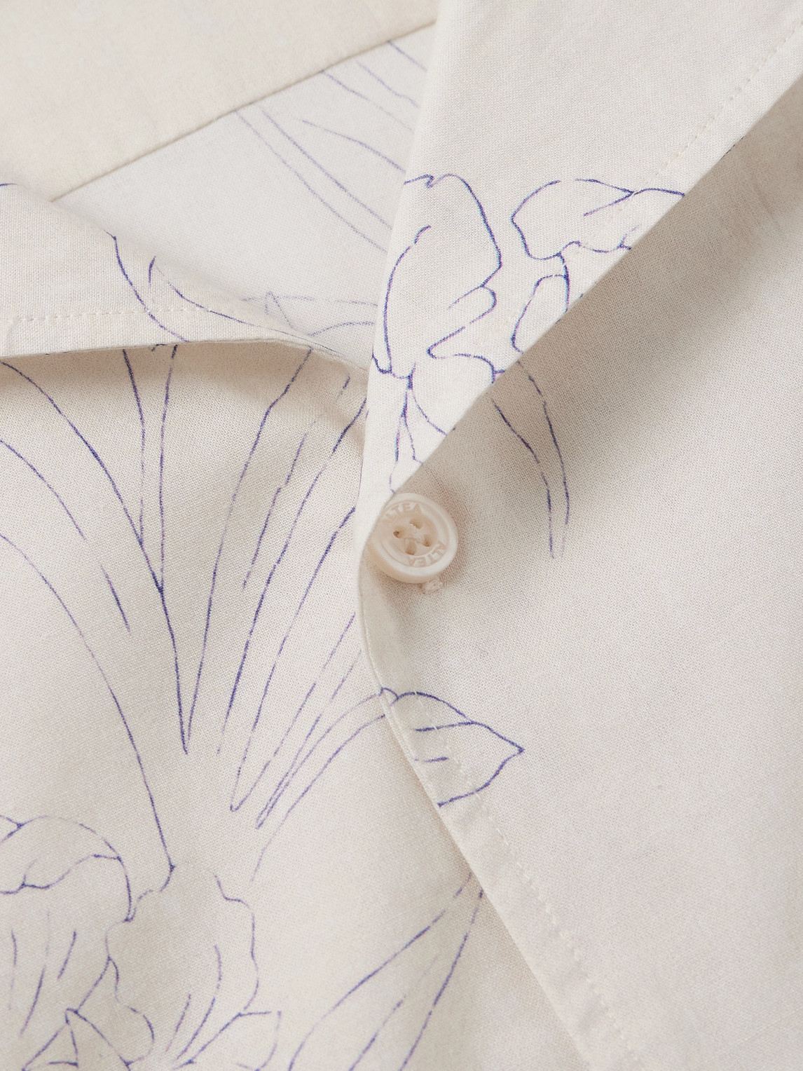 Altea Bart Slim-fit Convertible-collar Floral-print Cotton-voile Shirt In Neutrals