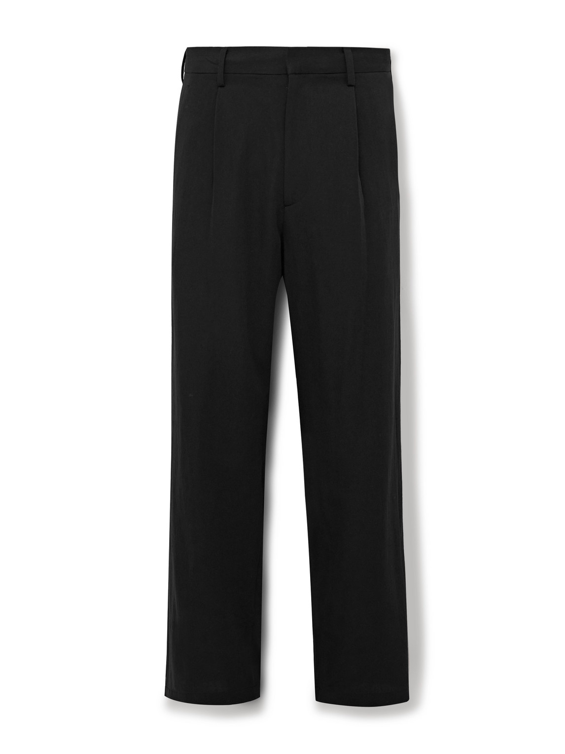 Straight-Leg Pleated Cotton and Wool-Blend Gabardine Trousers