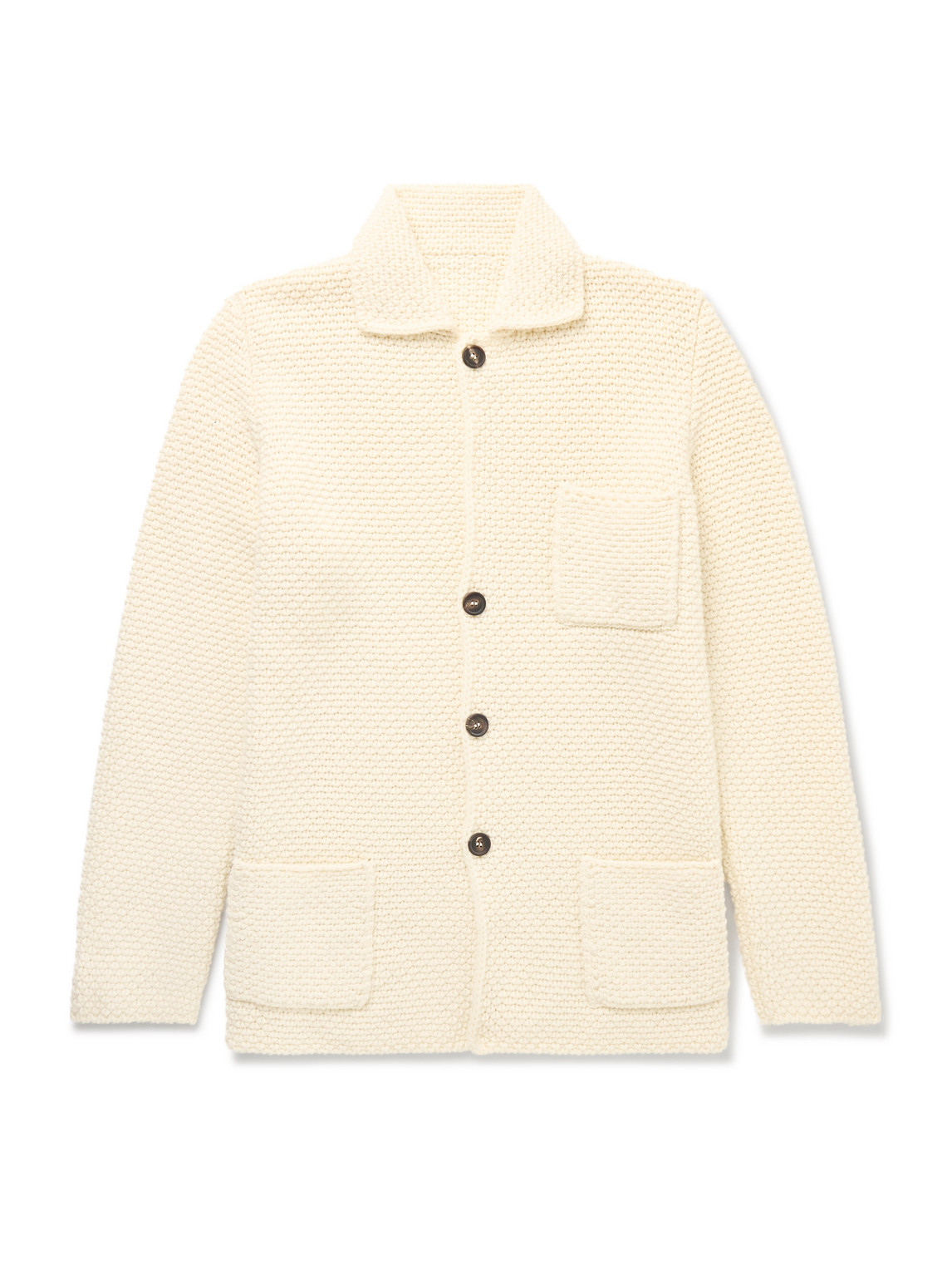 Anderson & Sheppard Merino Wool And Cashmere-blend Cardigan In Neutrals