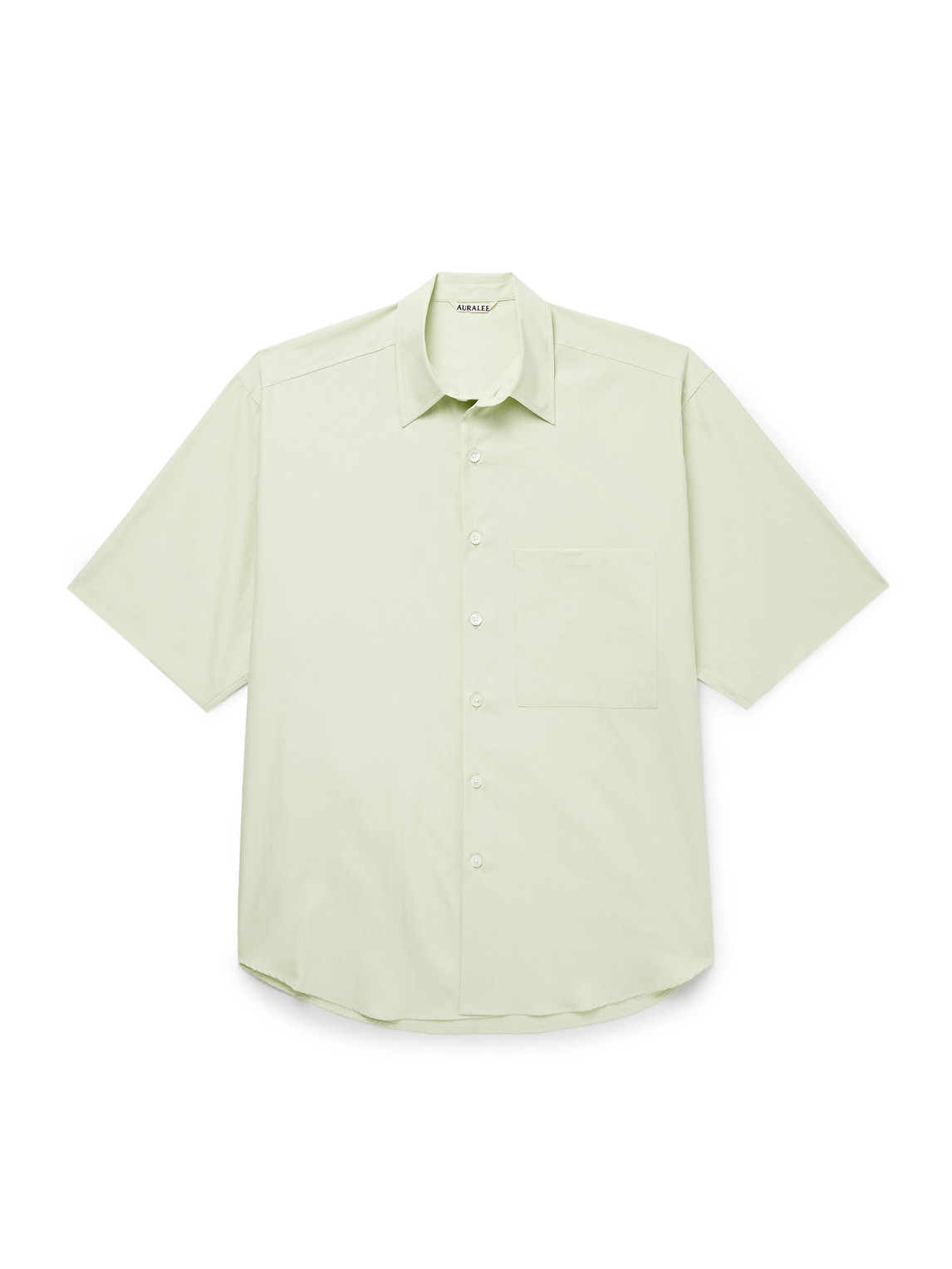 Auralee Oversized Washed Cotton-poplin Shirt In Green
