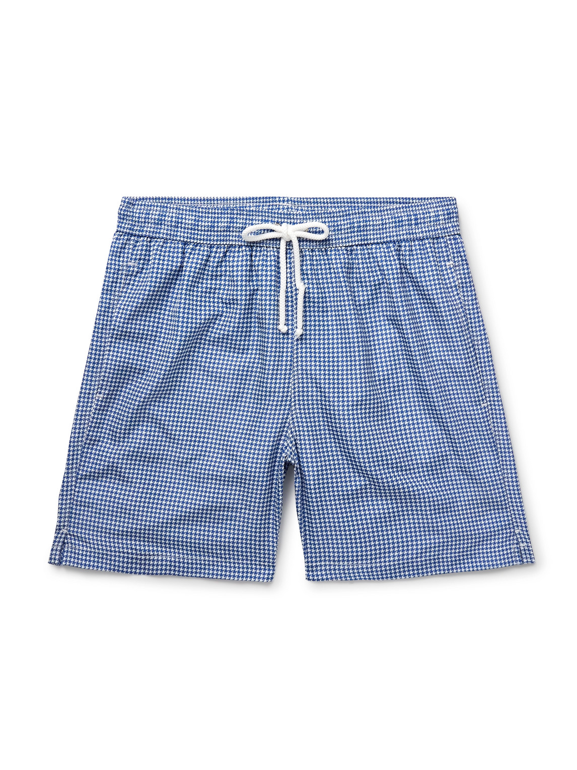 Slim-Fit Straight-Leg Mid-Length Houndstooth Swim Shorts