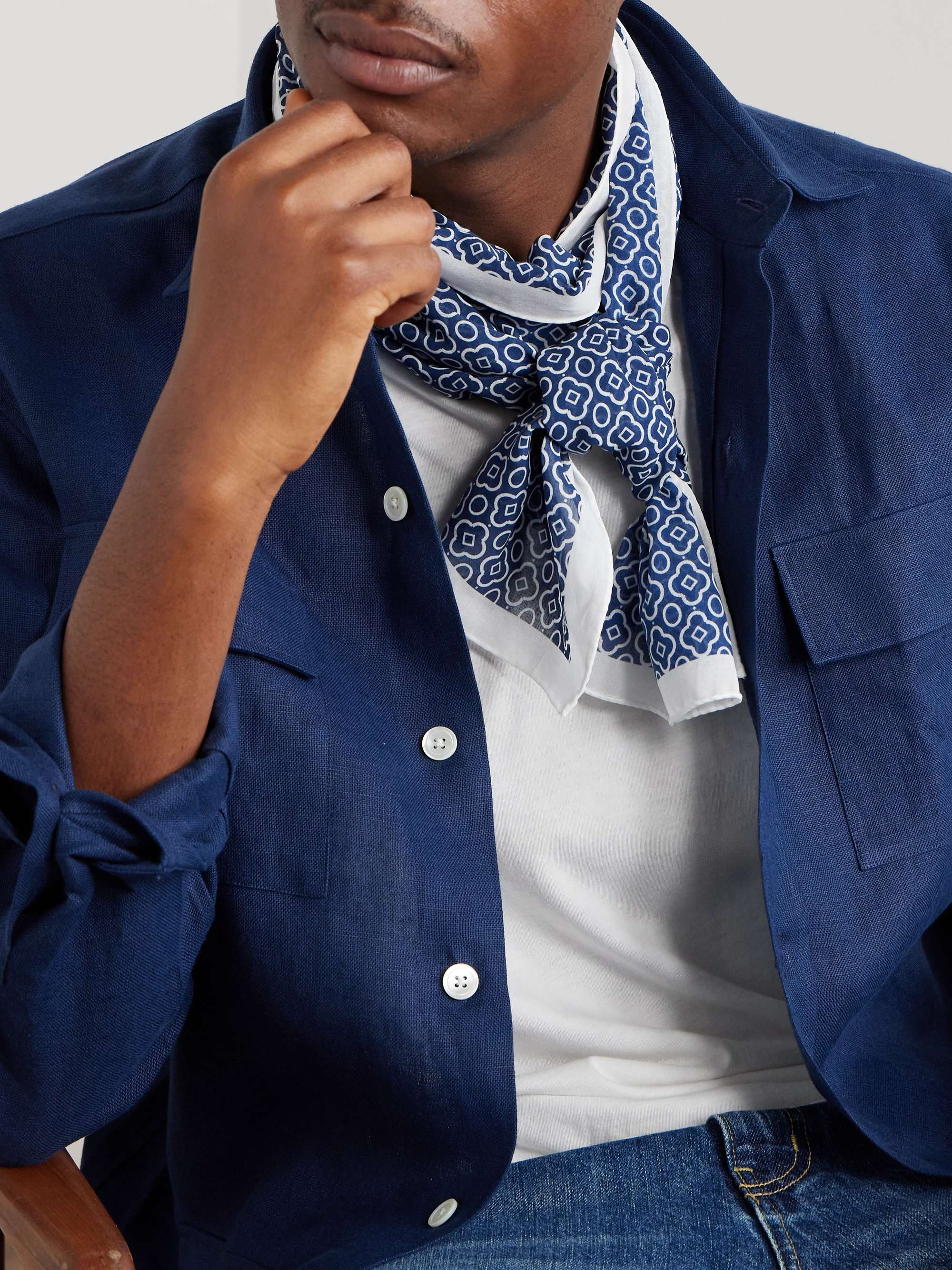ANDERSON & SHEPPARD Printed Cotton-Voile Scarf