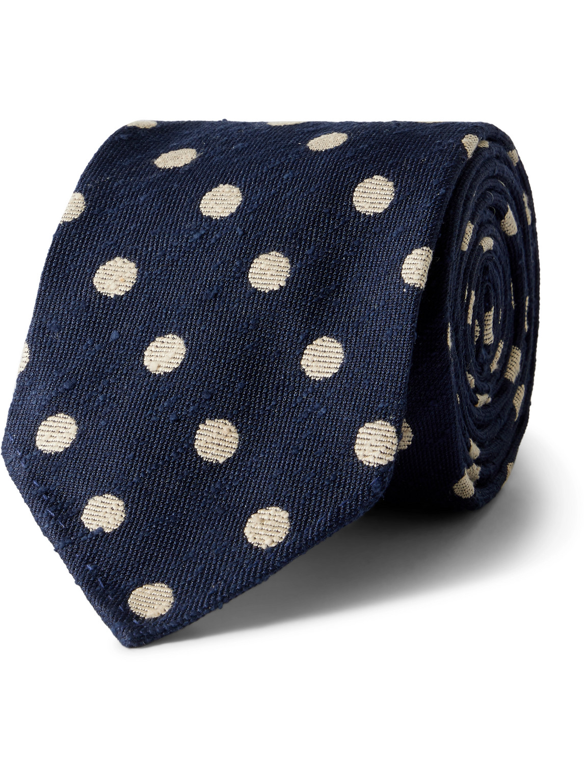 Drake's 8cm Polka-dot Silk Tie In Blue