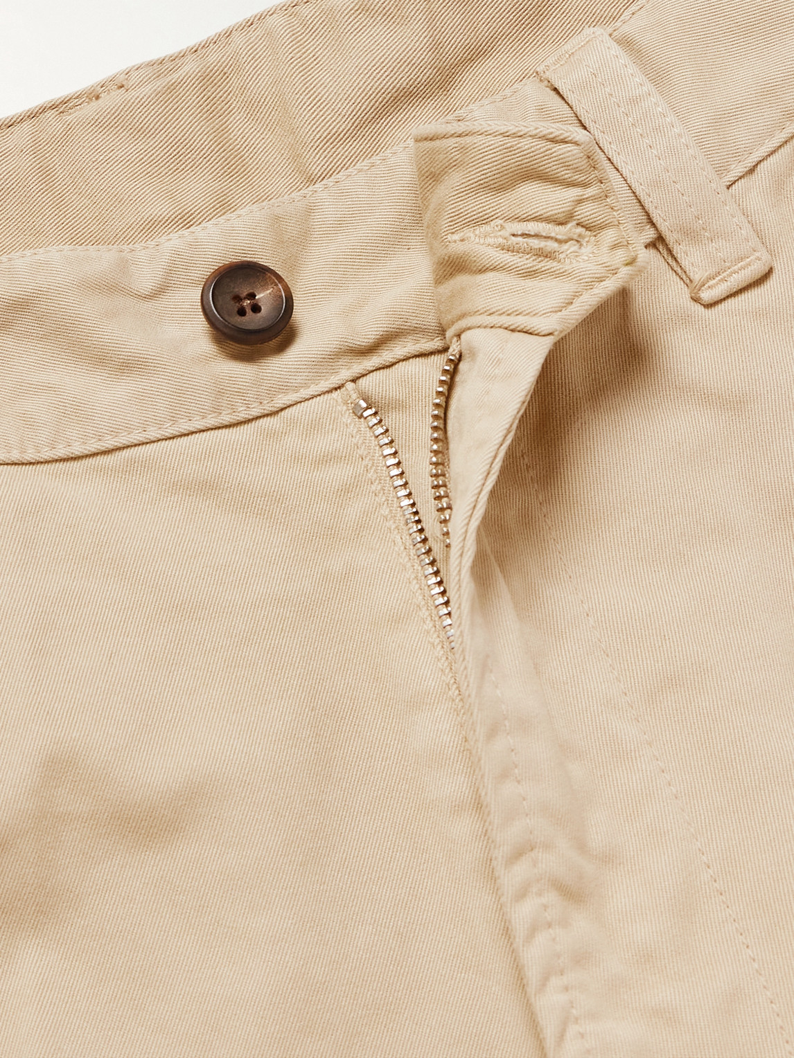 Shop Drake's Straight-leg Peached Cotton-twill Trousers In Neutrals