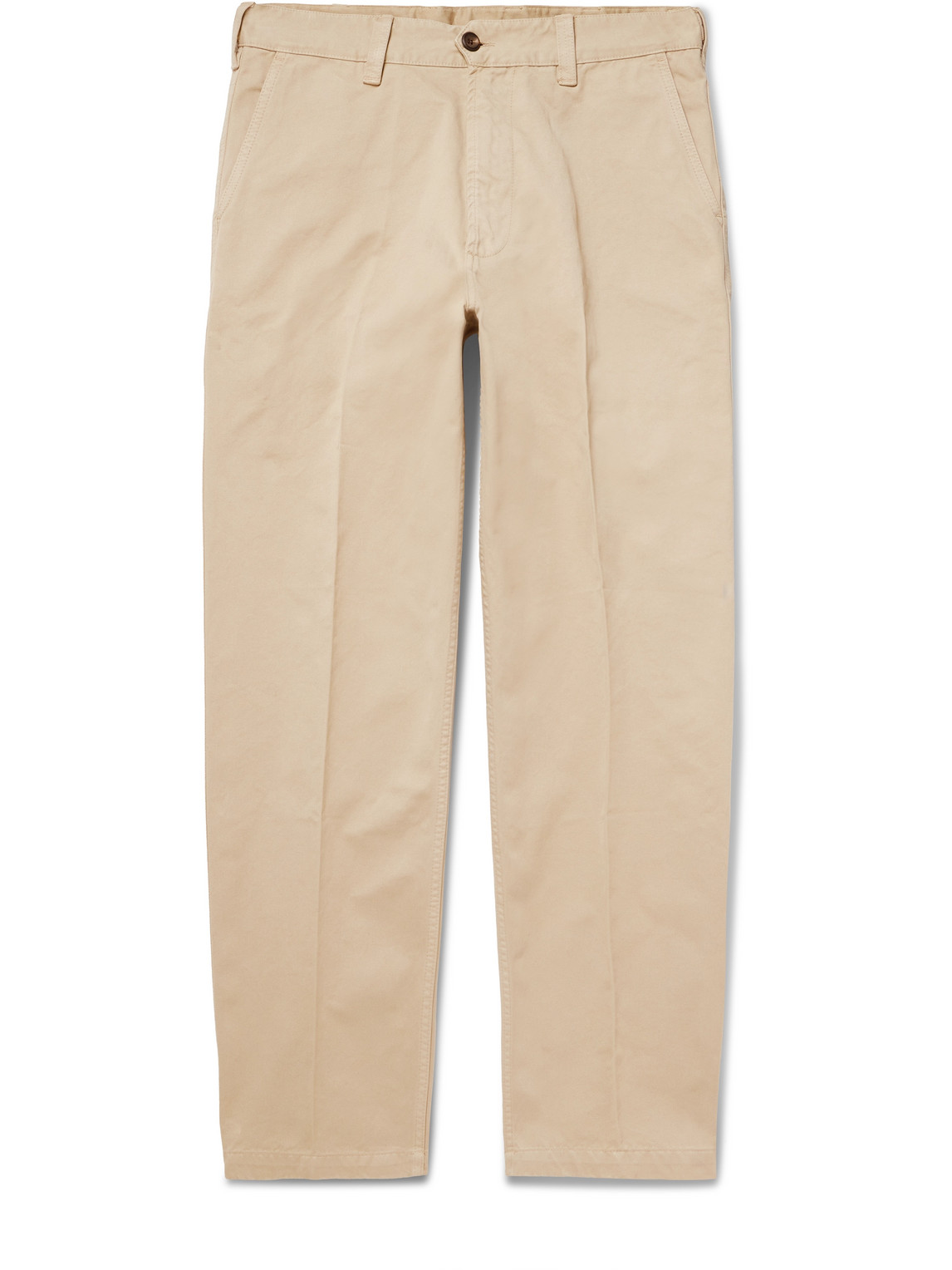Drake's Straight-leg Peached Cotton-twill Trousers In Neutrals
