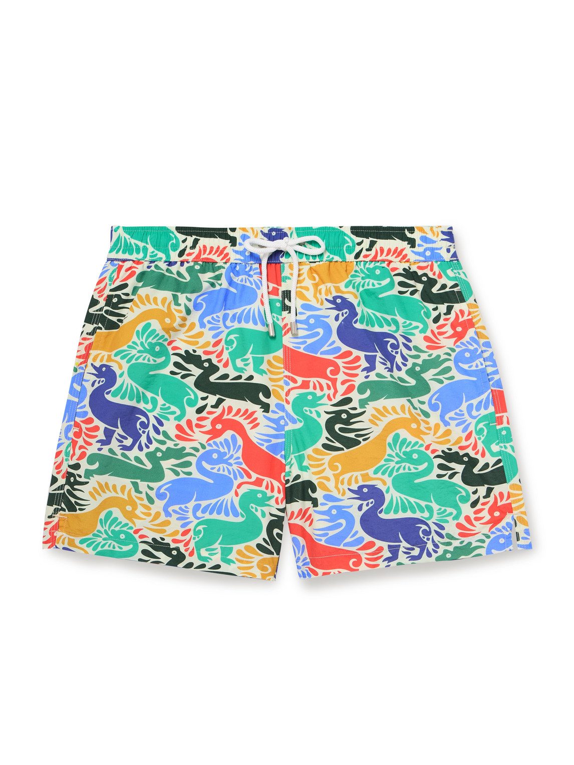 Drake's Ducks Straight-leg Mid-length Printed Shell Swim Shorts In Multi