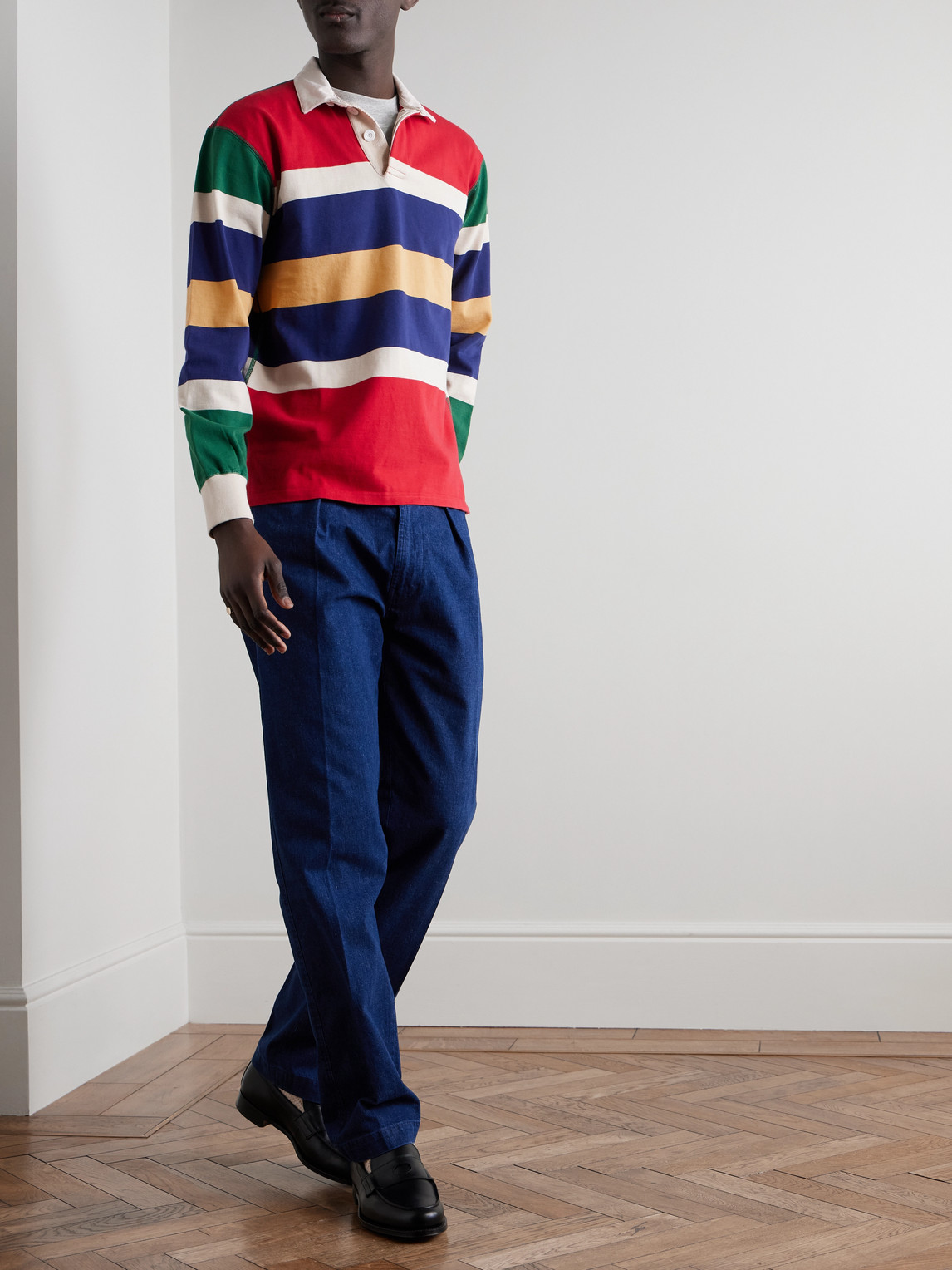 Drake's Striped Cotton-jersey Polo Shirt