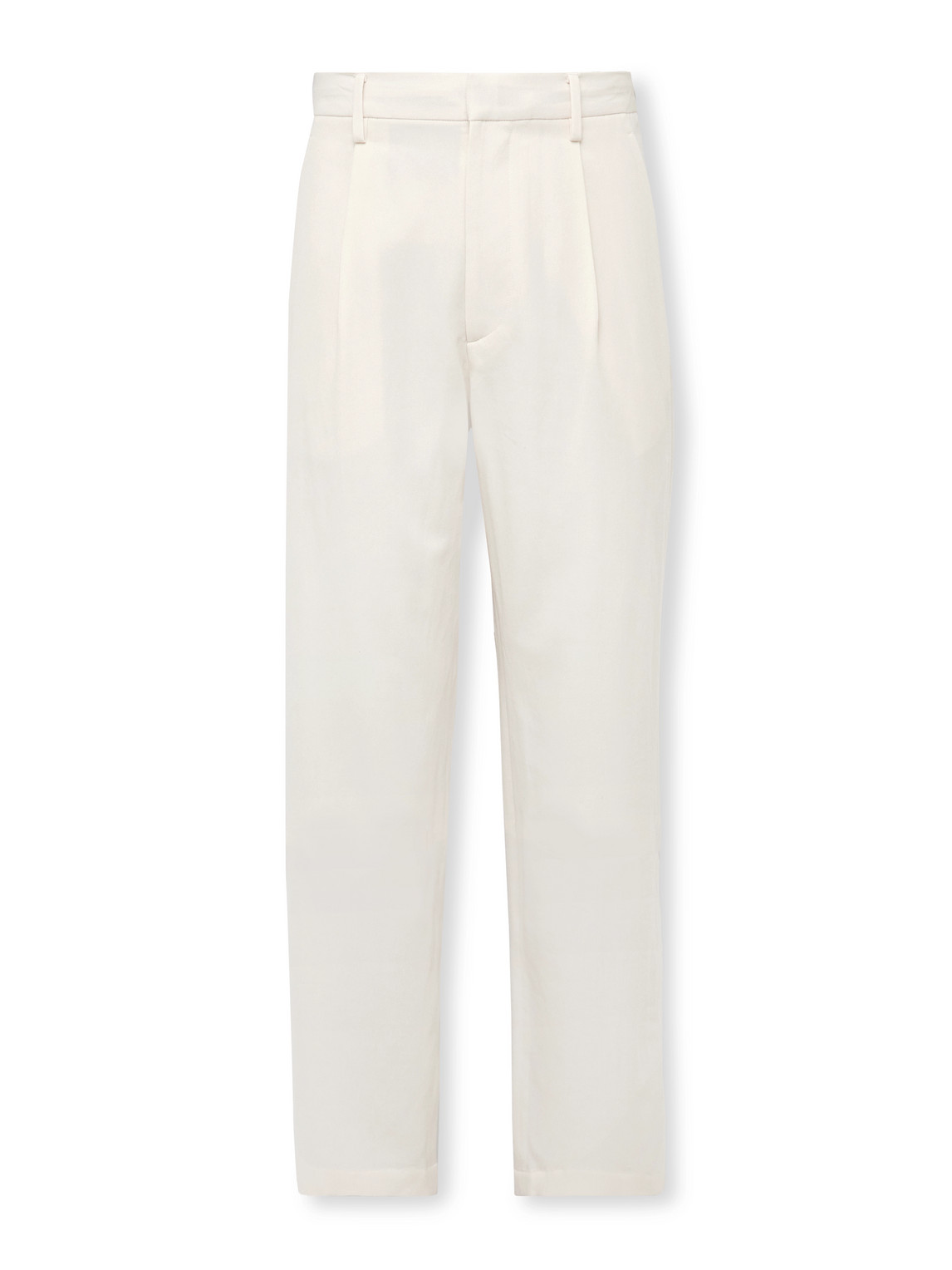 Straight-Leg Pleated Cotton and Wool-Blend Gabardine Trousers