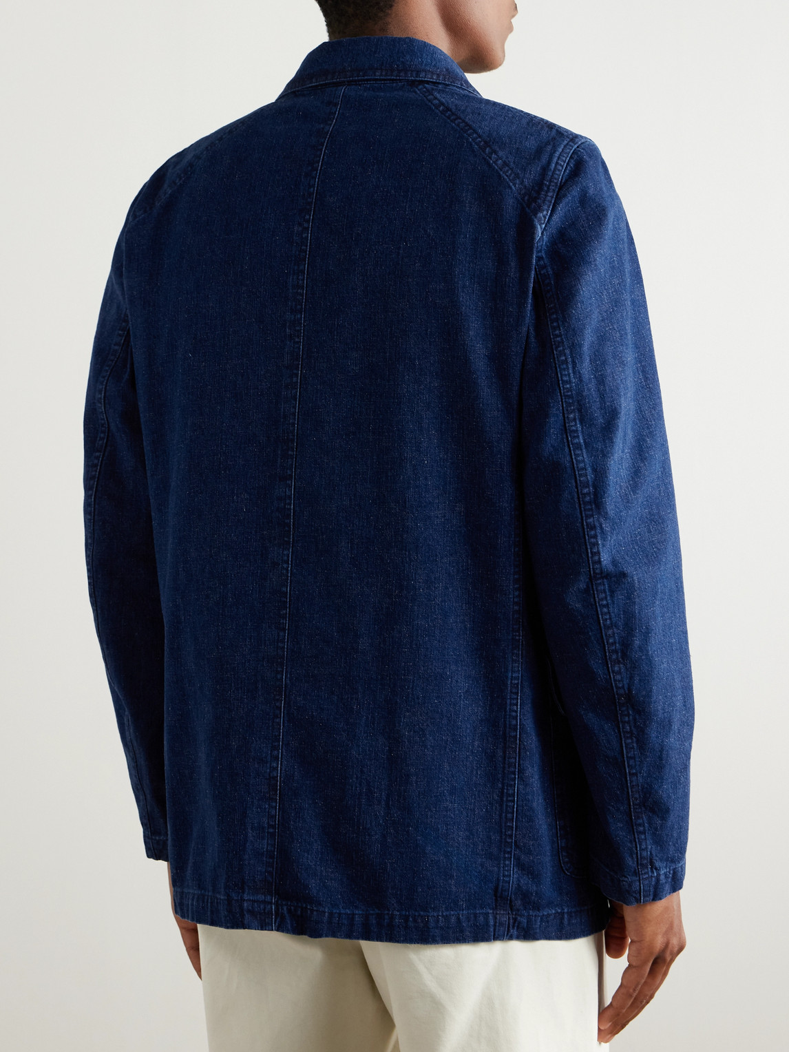 Shop Drake's Miki Denim Blazer In Blue