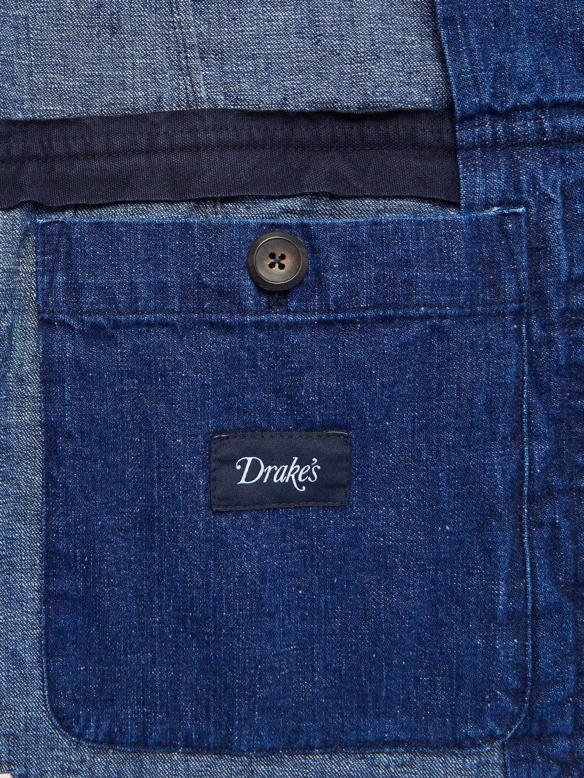 Shop Drake's Miki Denim Blazer In Blue