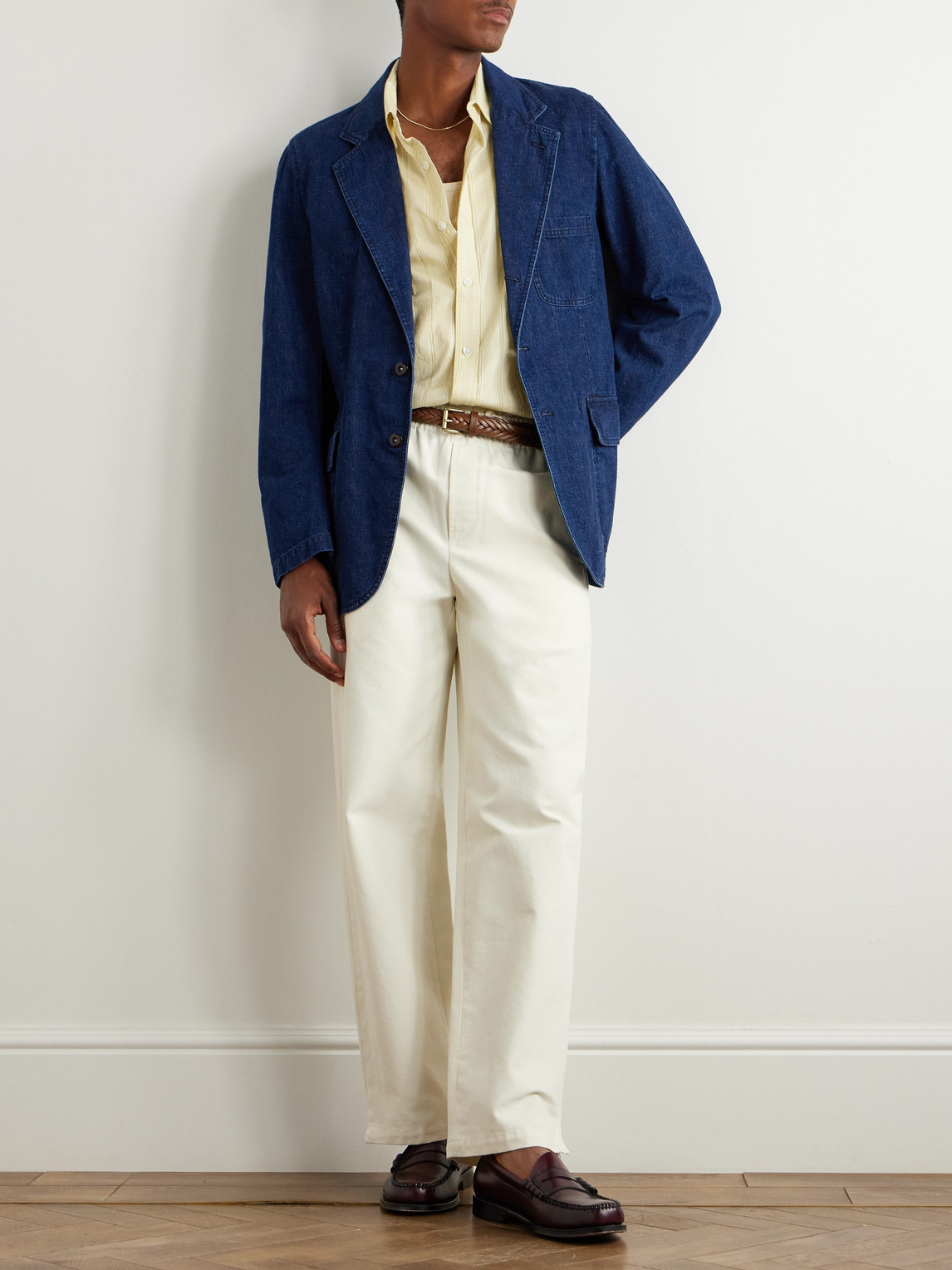 Shop Drake's Miki Denim Blazer In Blue