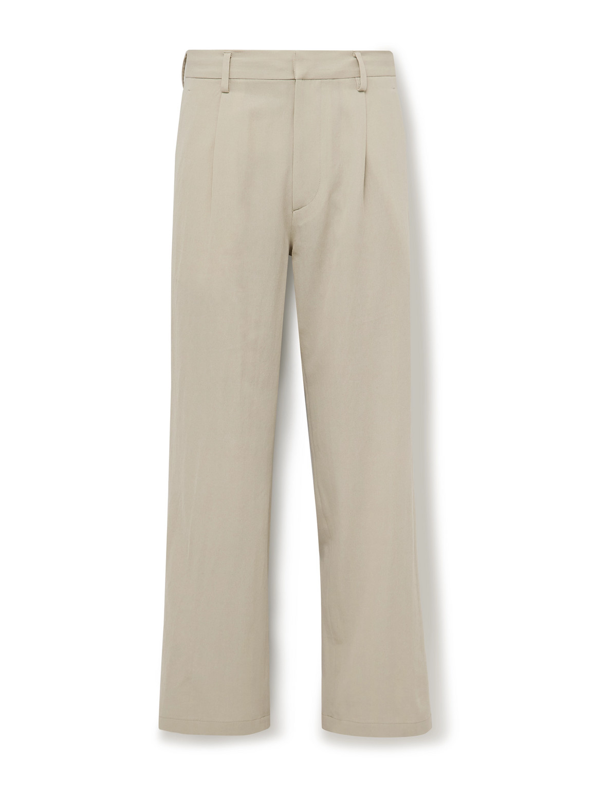 Straight-Leg Pleated Cotton and Wool-Blend Gabardine Trousers