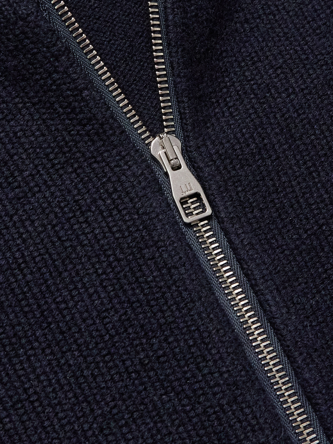 Dunhill Cotton And Cashmere-blend Zip-up Cardigan In Blue