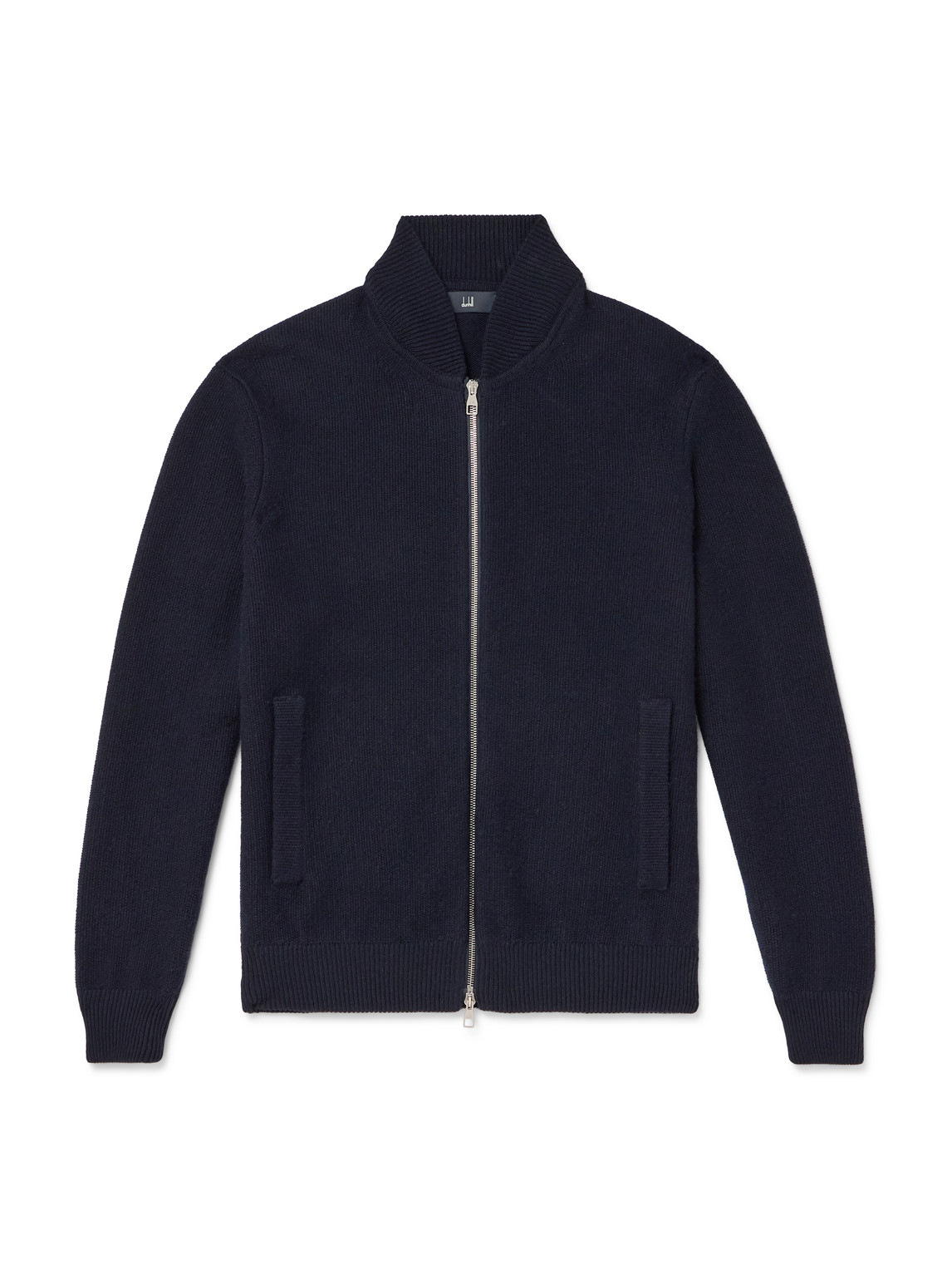 Dunhill Cotton And Cashmere-blend Zip-up Cardigan In Blue
