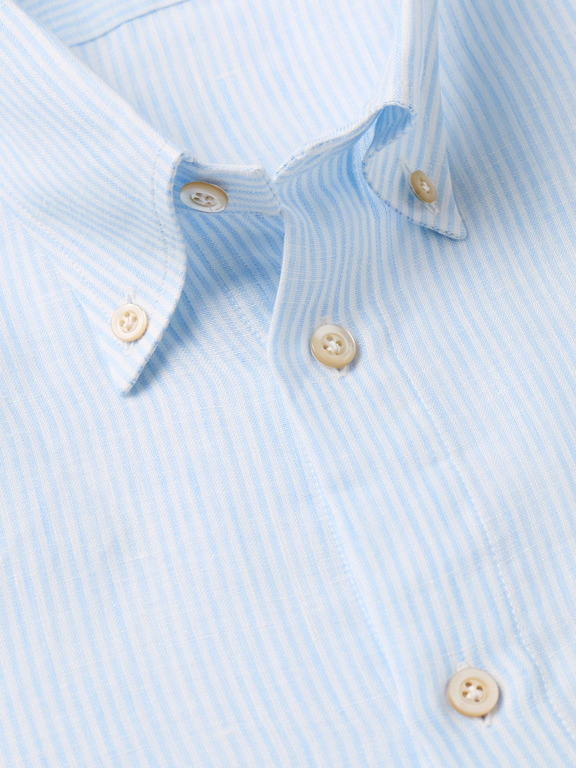 Boglioli Button-down Collar Pinstriped Linen Shirt In Blue