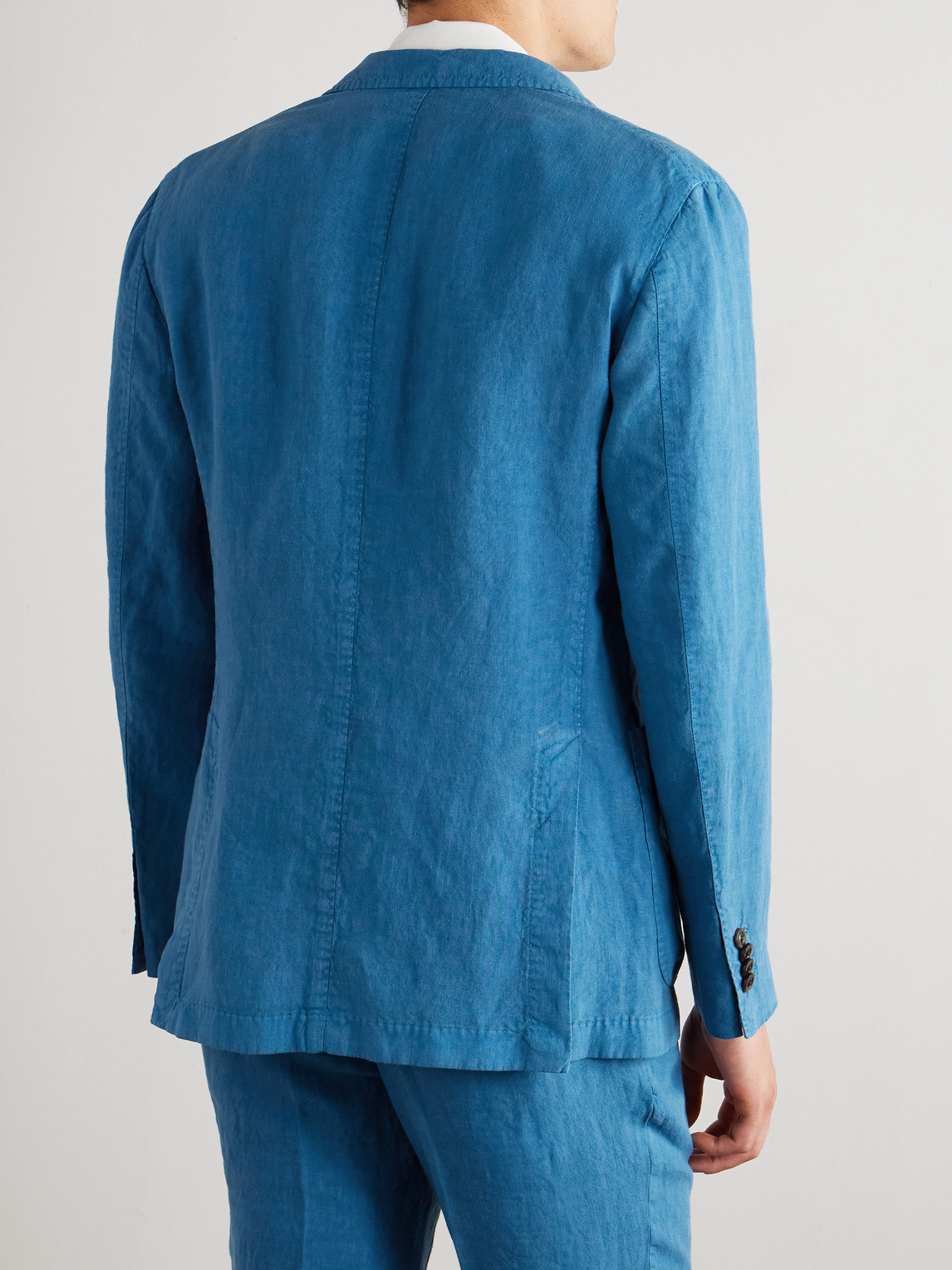 Boglioli Unstructured Linen Suit Jacket In Blue