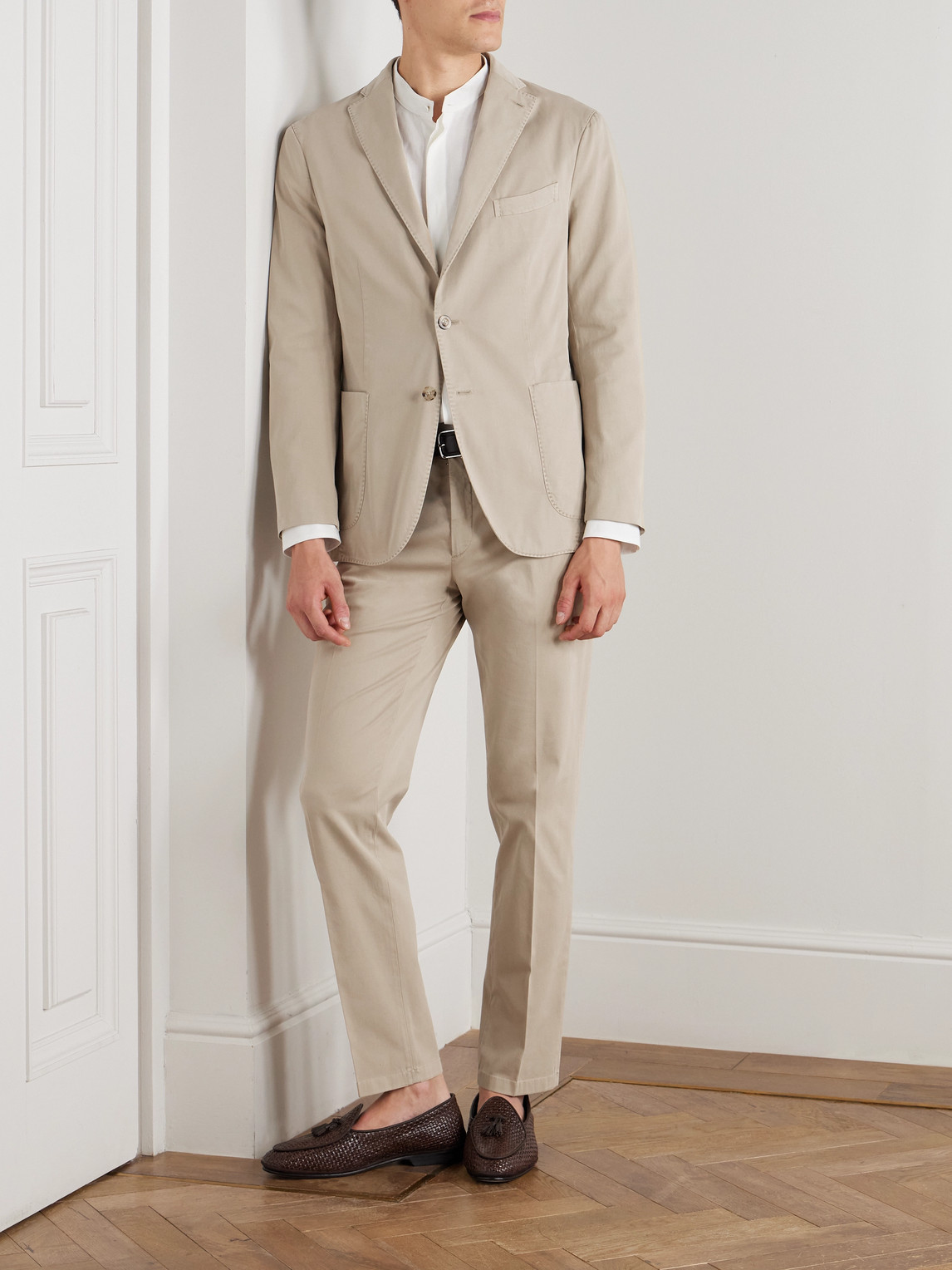 Boglioli Cotton-blend Twill Suit Jacket In Neutral
