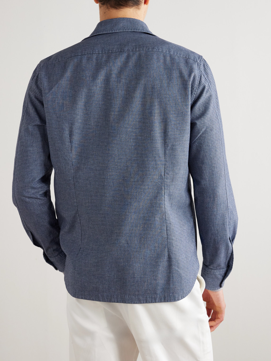 Boglioli David Checked Cotton-blend Overshirt In Blue