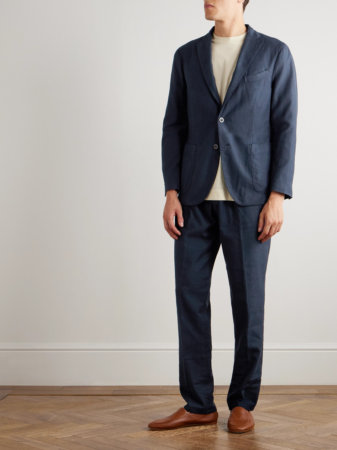 Boglioli Linen-blend Blazer In Blue