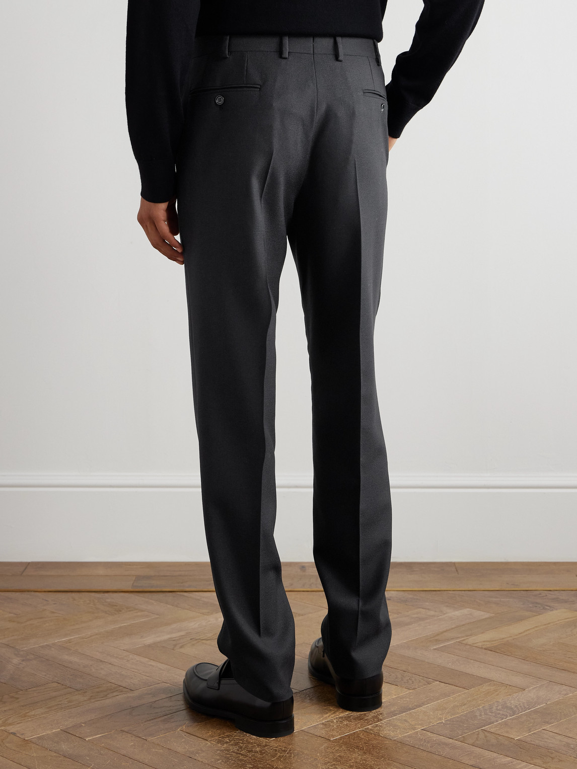 Straight-Leg Wool Suit Trousers