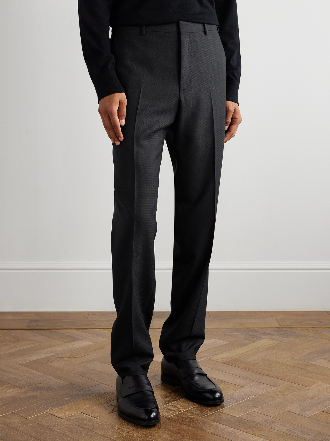 Straight-Leg Wool Suit Trousers