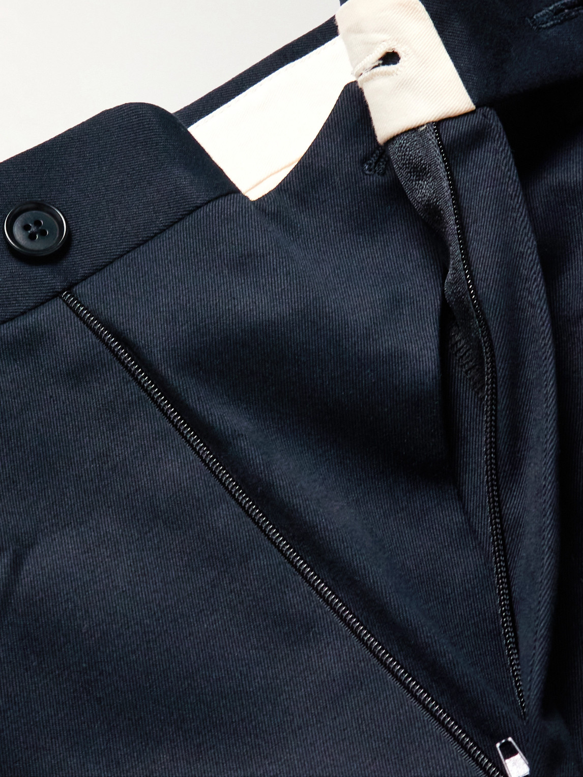 Straight-Leg Pleated Stretch Cotton-Twill Trousers