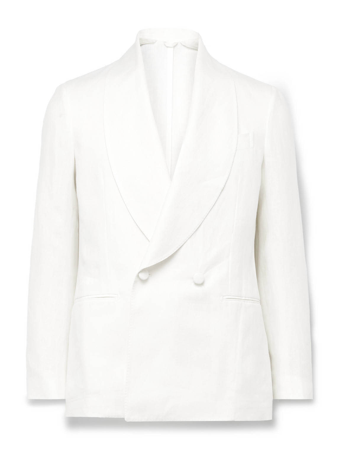 Cantone Shawl-Collar Double-Breasted Linen Tuxedo Jacket