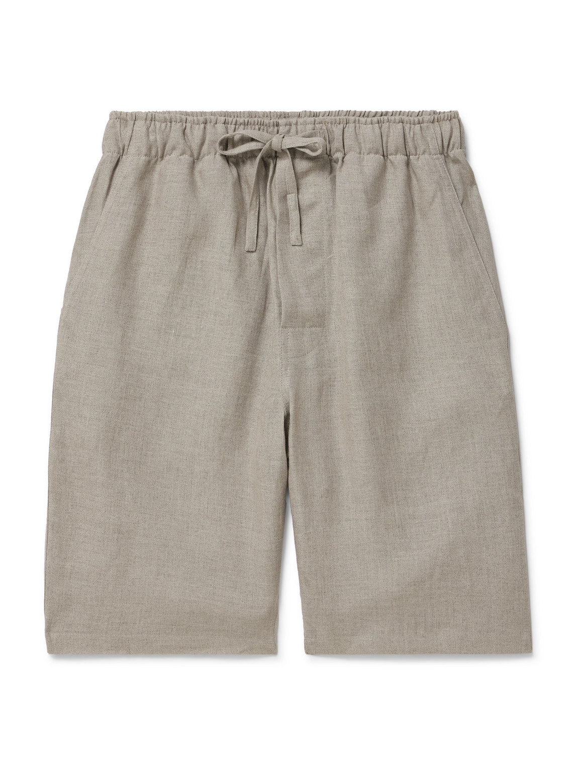 Slim-Fit Straight-Leg Linen Drawstring Shorts