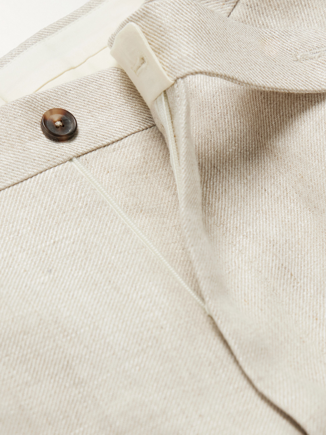 Straight-Leg Pleated Linen Suit Trousers