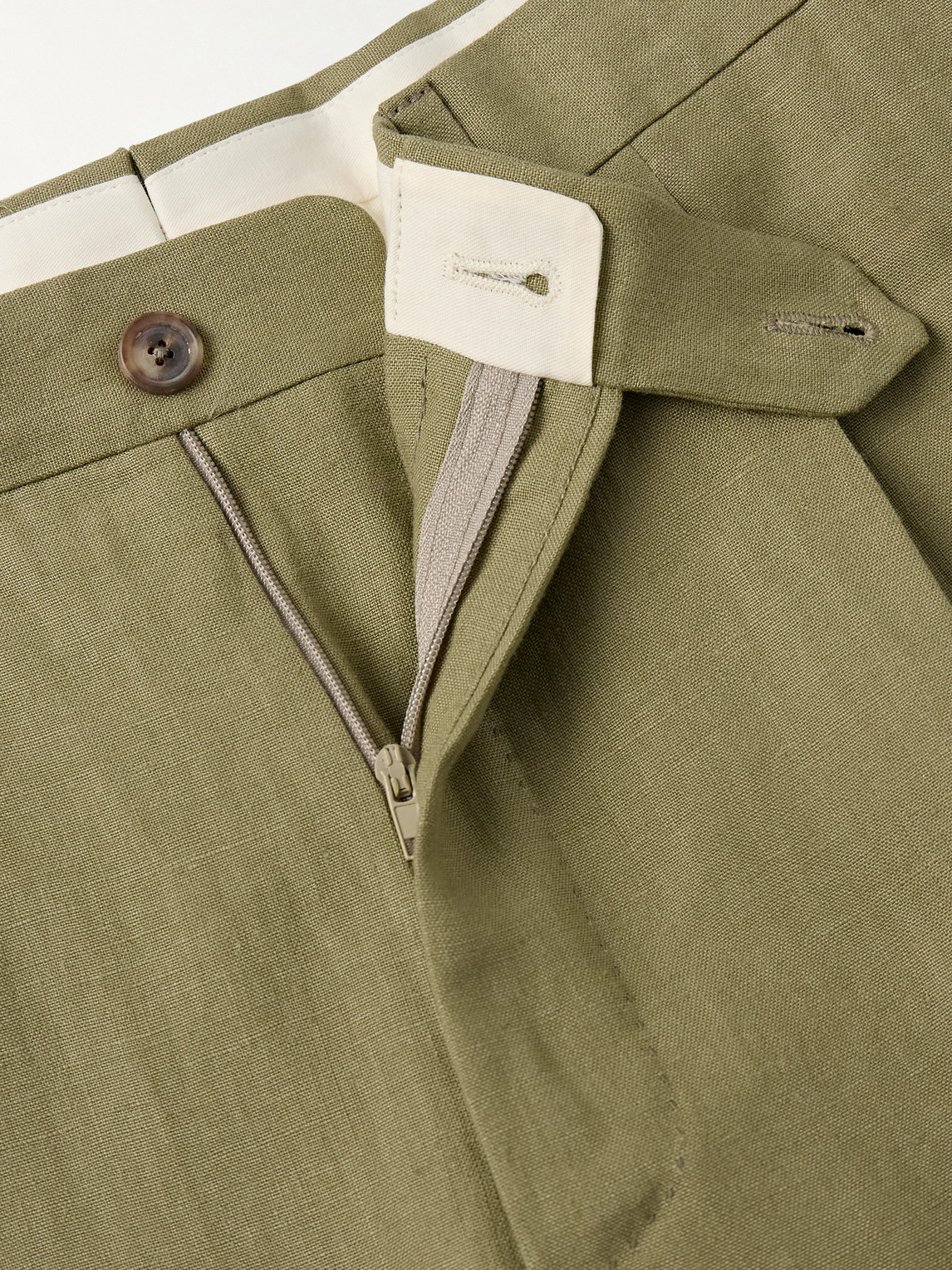 Slim-Fit Pleated Linen Suit Trousers