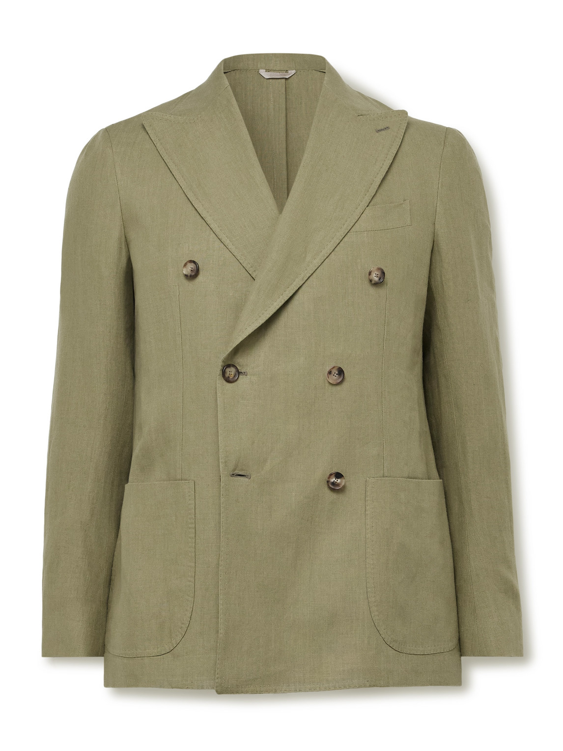 Vesuvio Double-Breasted Linen Suit Jacket