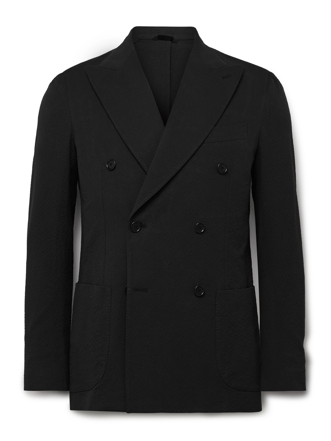 Vesuvio Slim-Fit Double-Breasted Cotton-Blend Seersucker Suit Jacket