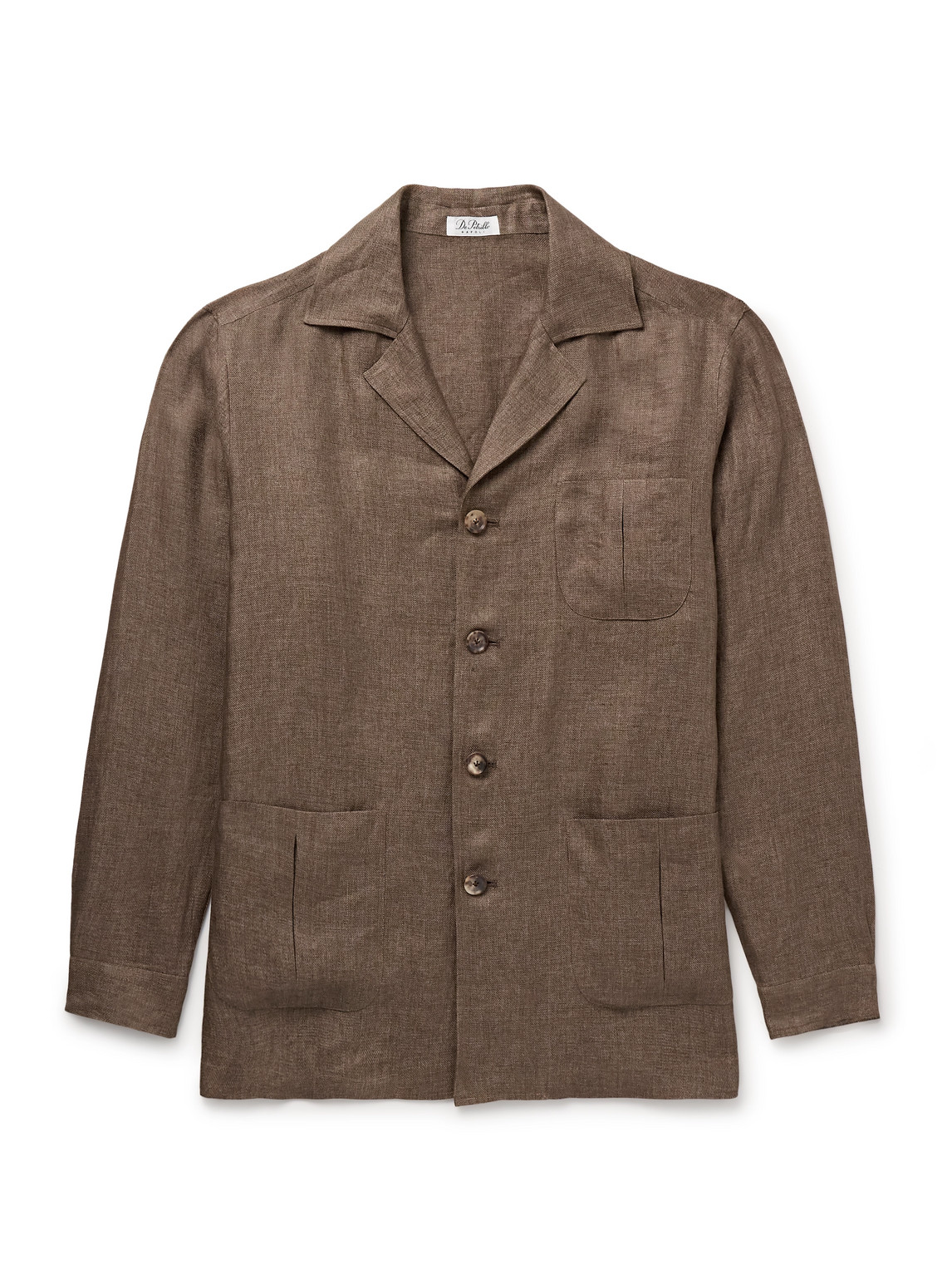 Slim-Fit Camp-Collar Linen Overshirt