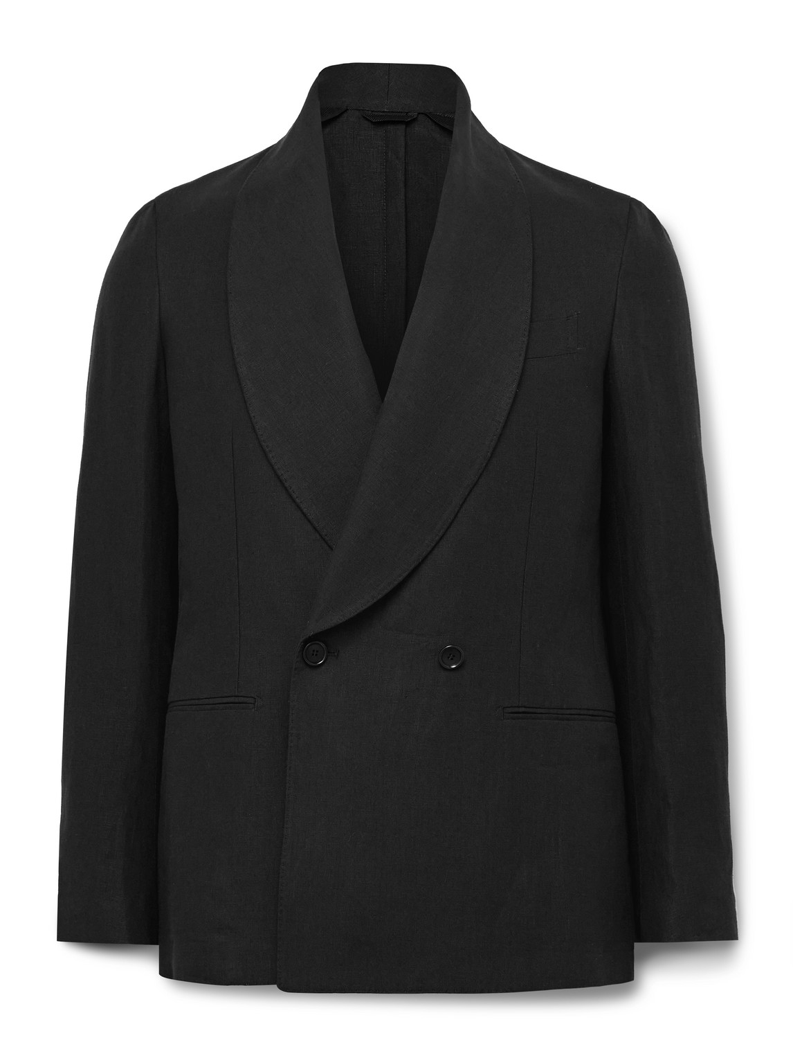 Cantone Shawl-Collar Double-Breasted Linen Tuxedo Jacket