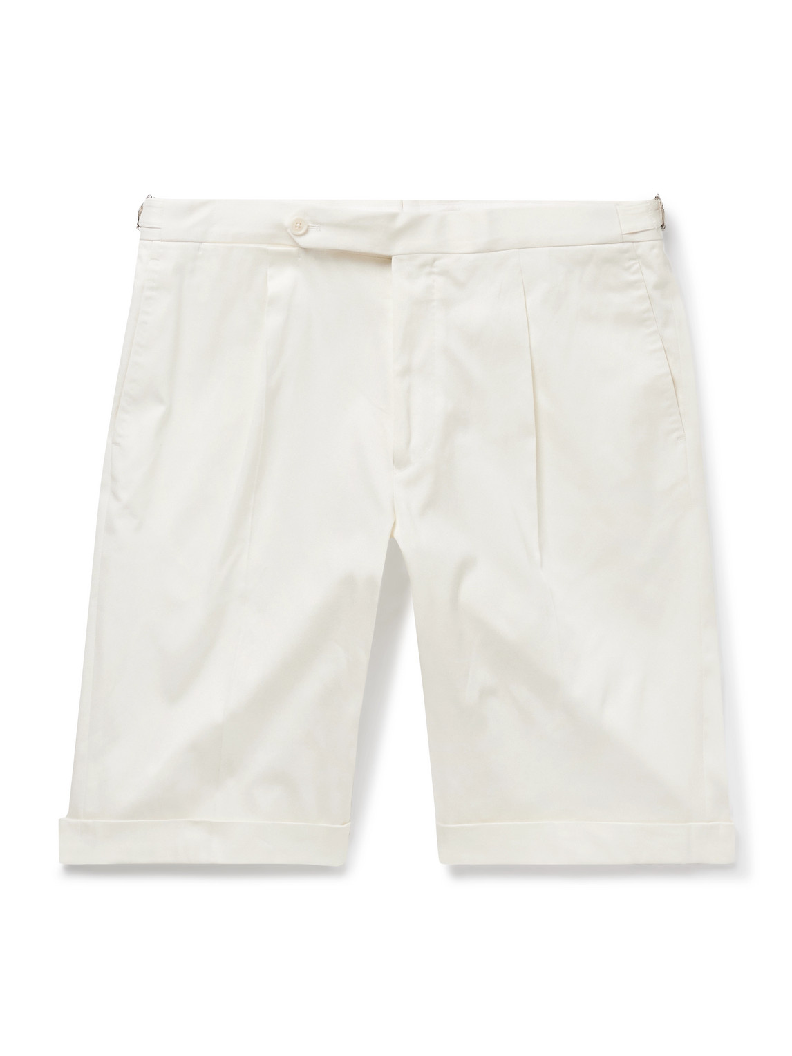 Slim-Fit Straight-Leg Pleated Cotton-Blend Shorts