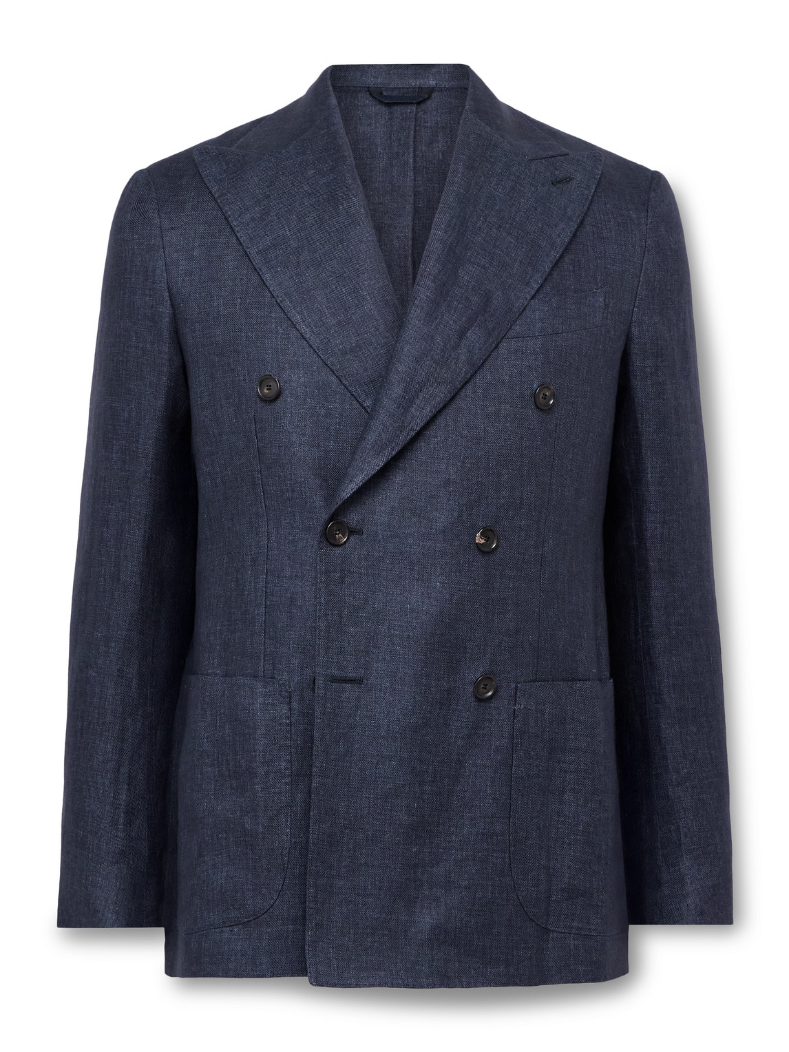 Vesuvio Double-Breasted Linen Suit Jacket