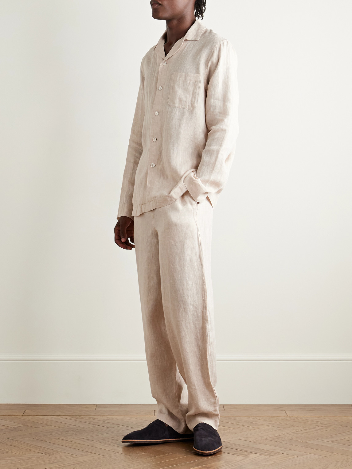 Derek Rose Sicily 1 Linen Pyjama Set In Pink