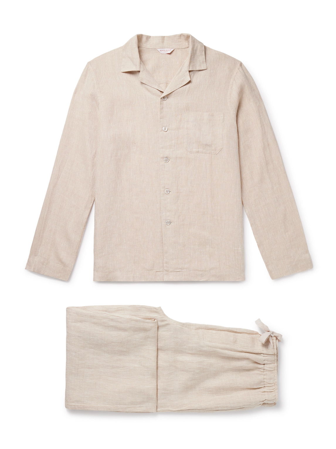 Derek Rose Sicily 1 Linen Pyjama Set In Neutral