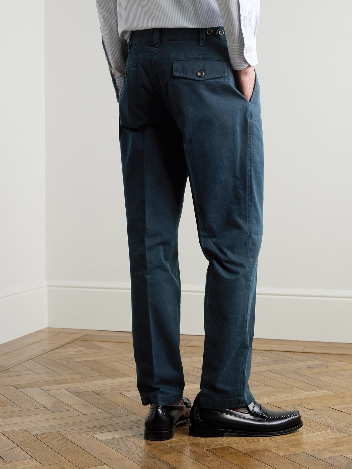 Shop Drake's Mk. I Games Tapered Pleated Cotton-twill Suit Trousers In Blue