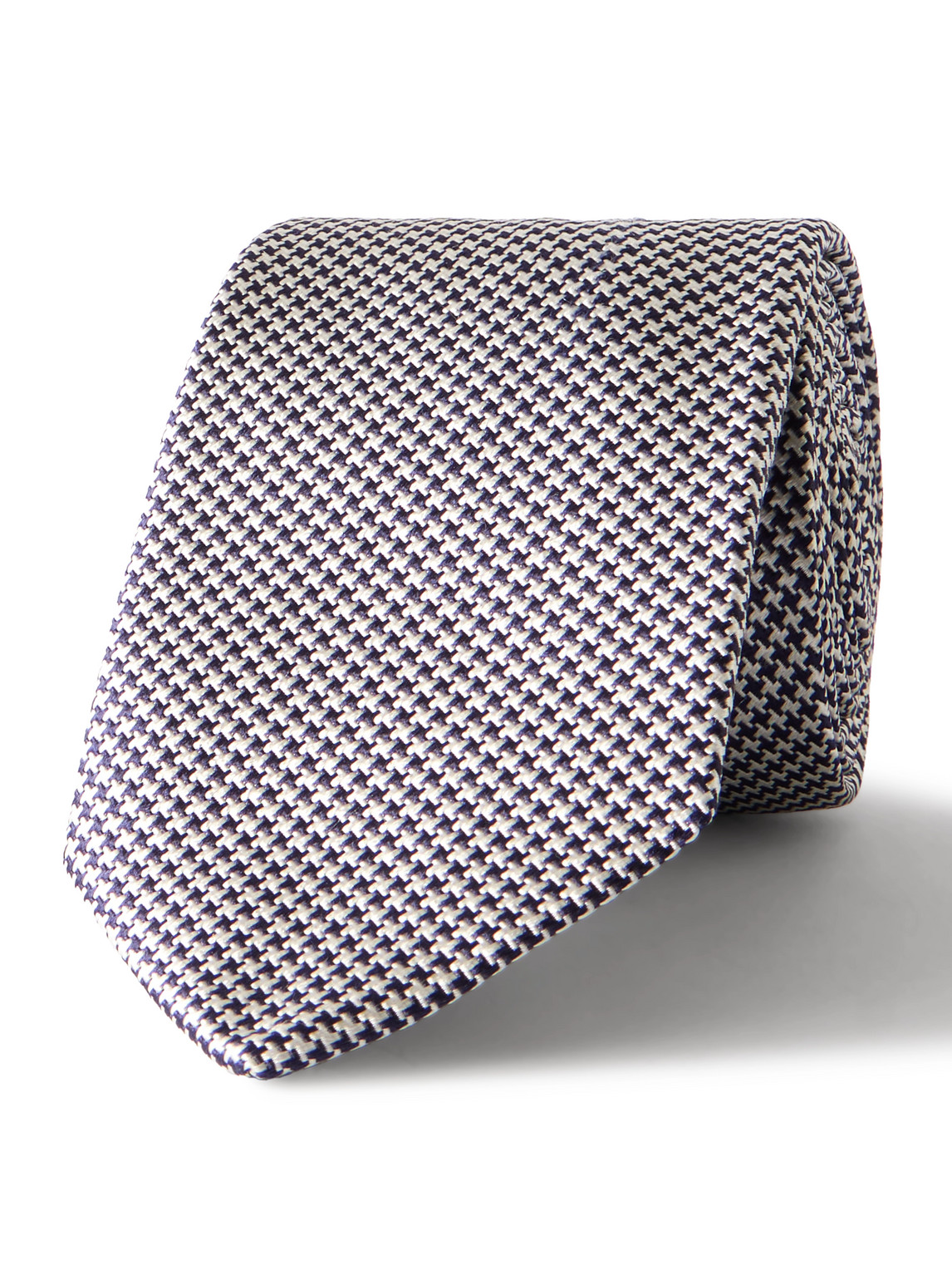 8cm Houndstooth Silk and Cotton-Blend Jacquard Neck Tie