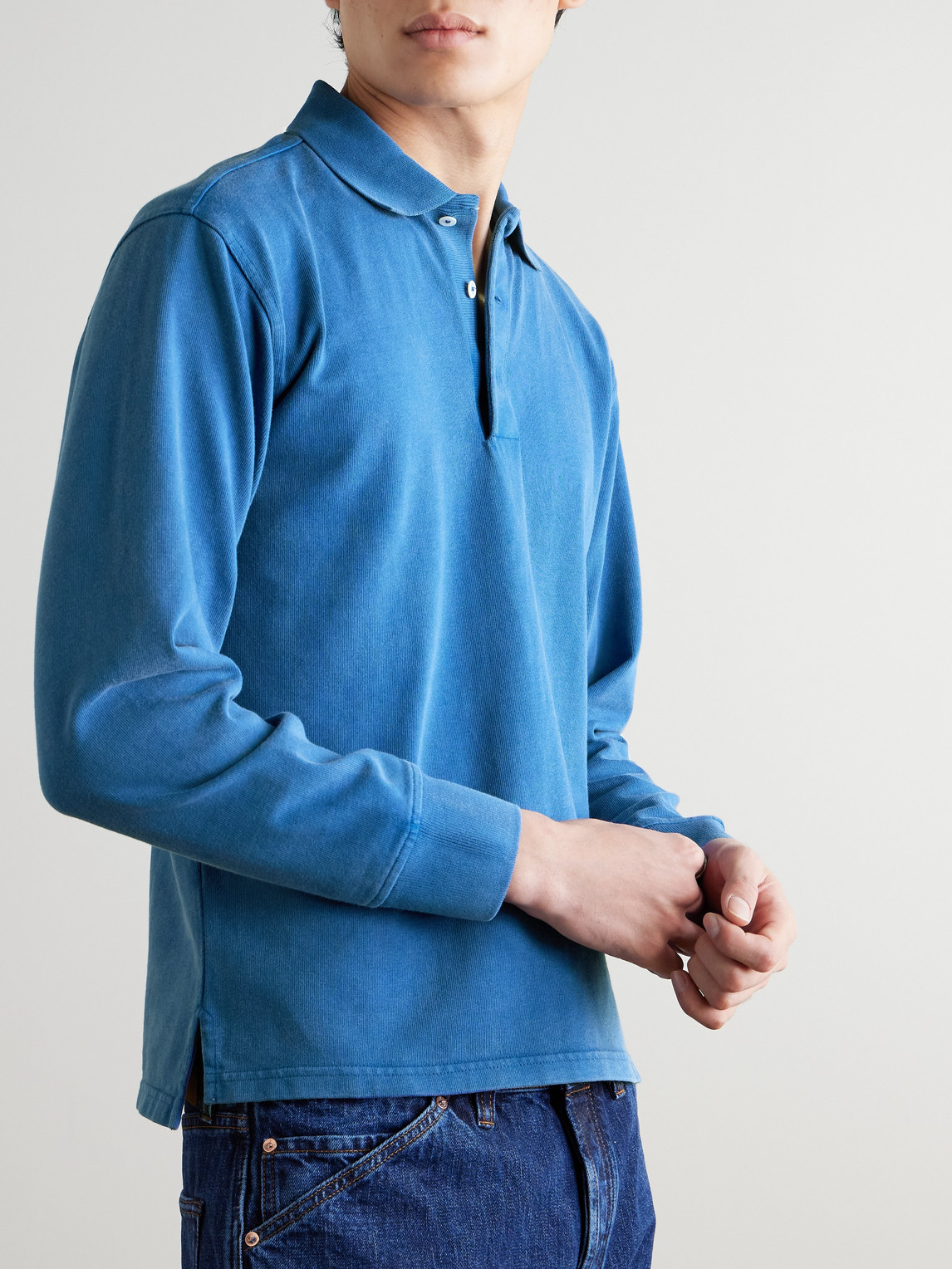 Drake's Cotton-jersey Polo Shirt In Blue