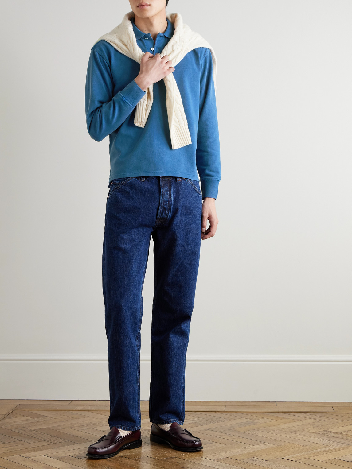 Drake's Cotton-jersey Polo Shirt In Blue